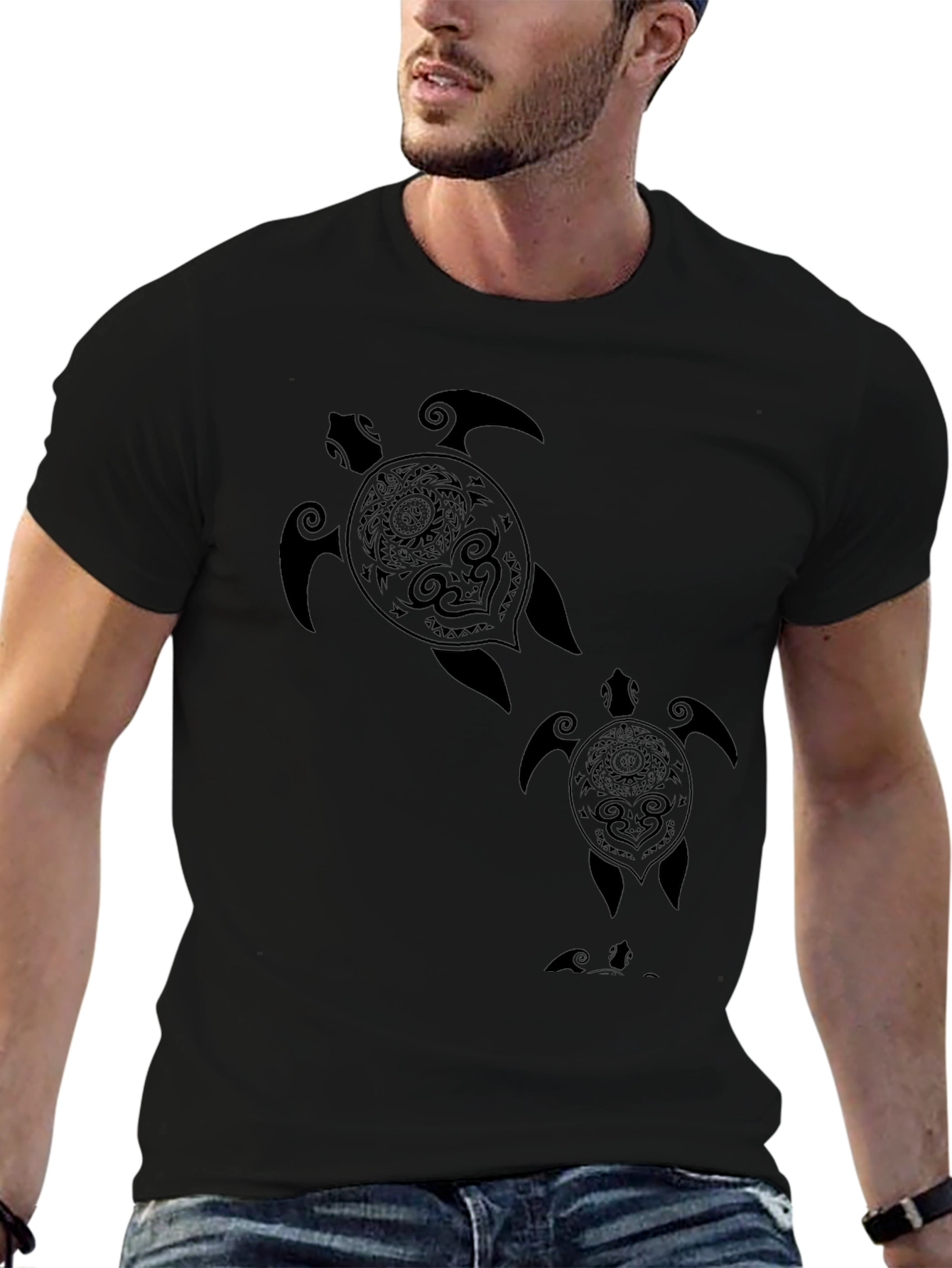 Black Turtle Graphic Tee - Stylish Mens T-Shirt