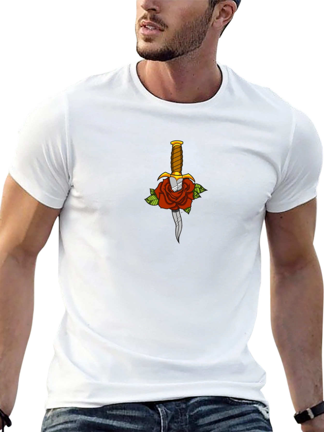 Rose & Dagger Graphic Tee - Edgy Style