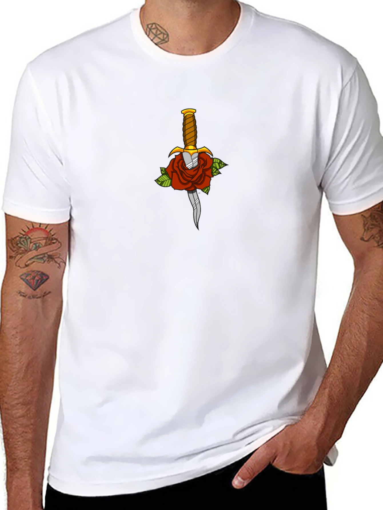 Rose & Dagger Graphic Tee - Edgy Style