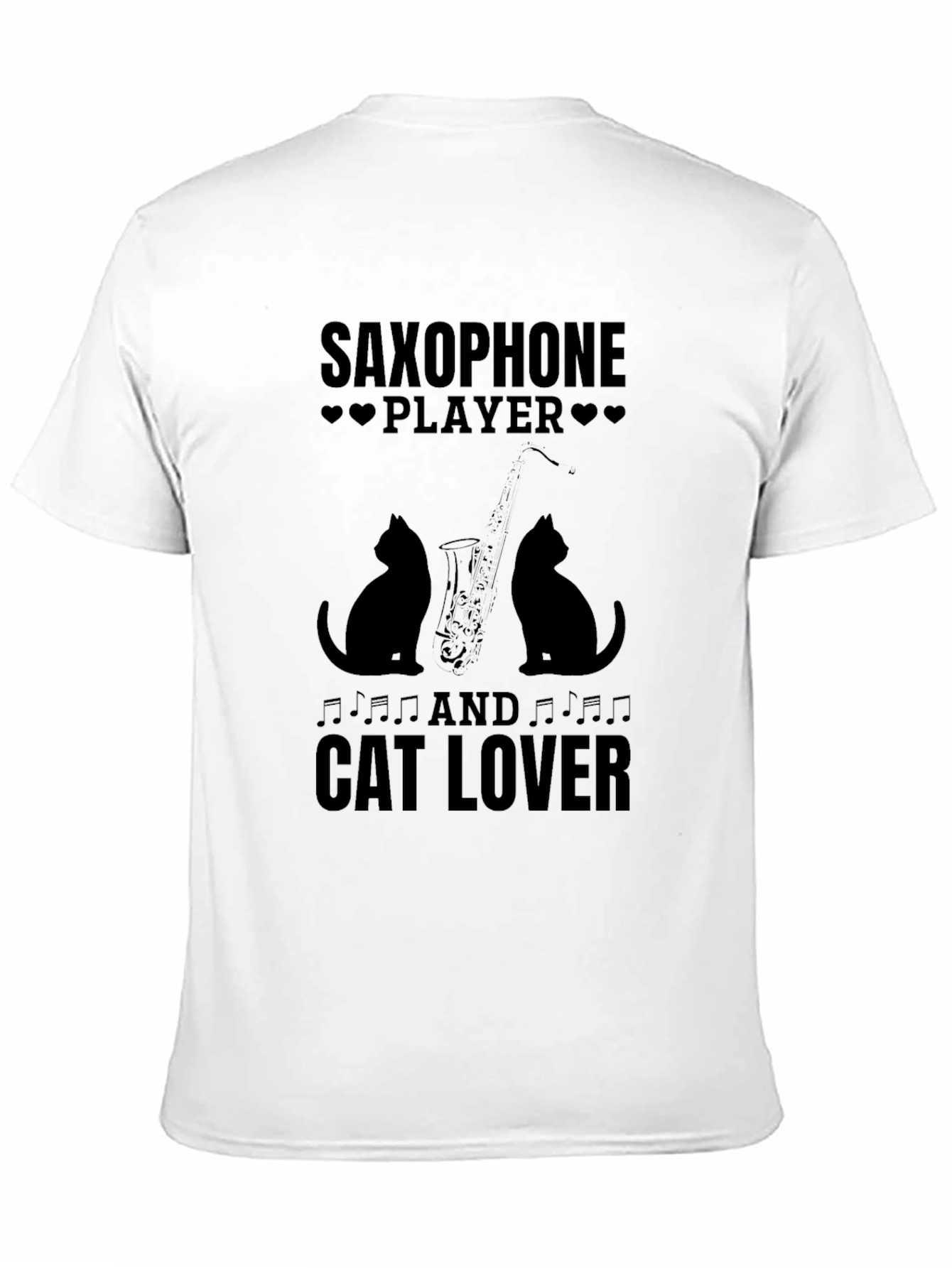 Saxophone Player & Cat Lover Black Graphic T-Shirt