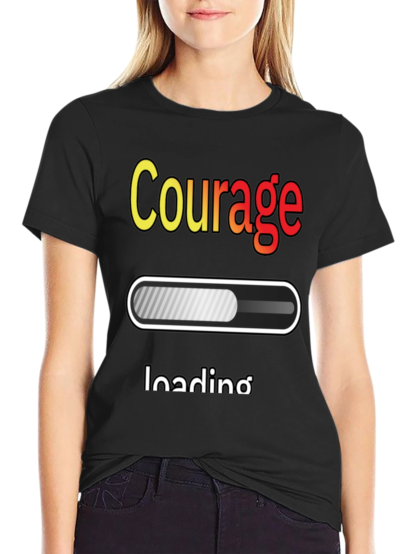 Courage Loading Graphic T-Shirt - Black