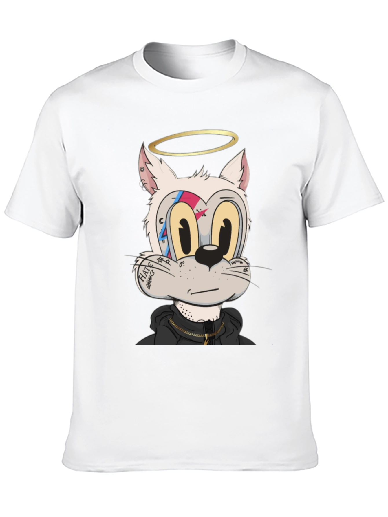 Cartoon Cat T-Shirt - Black Graphic Tee