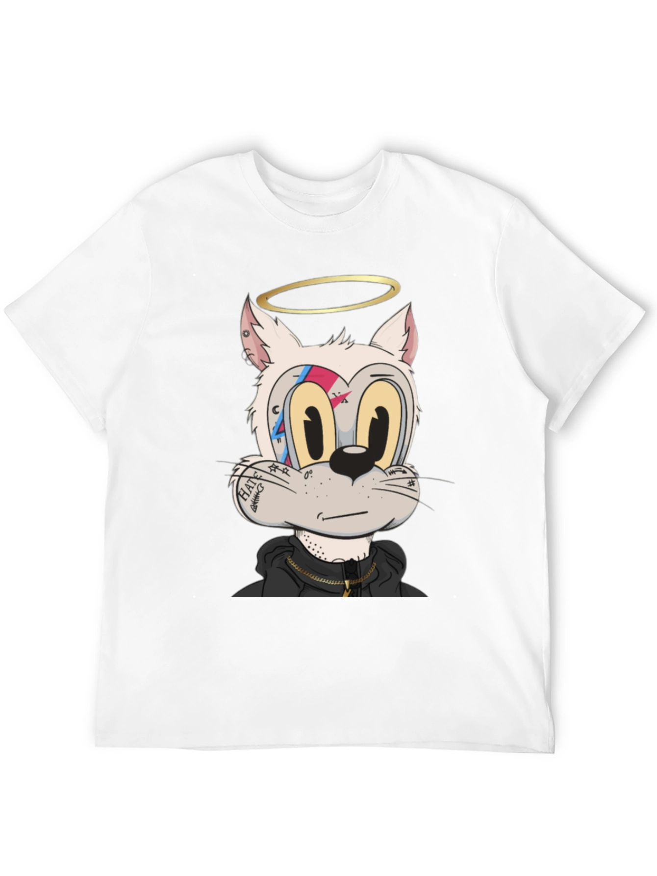 Cartoon Cat T-Shirt - Black Graphic Tee