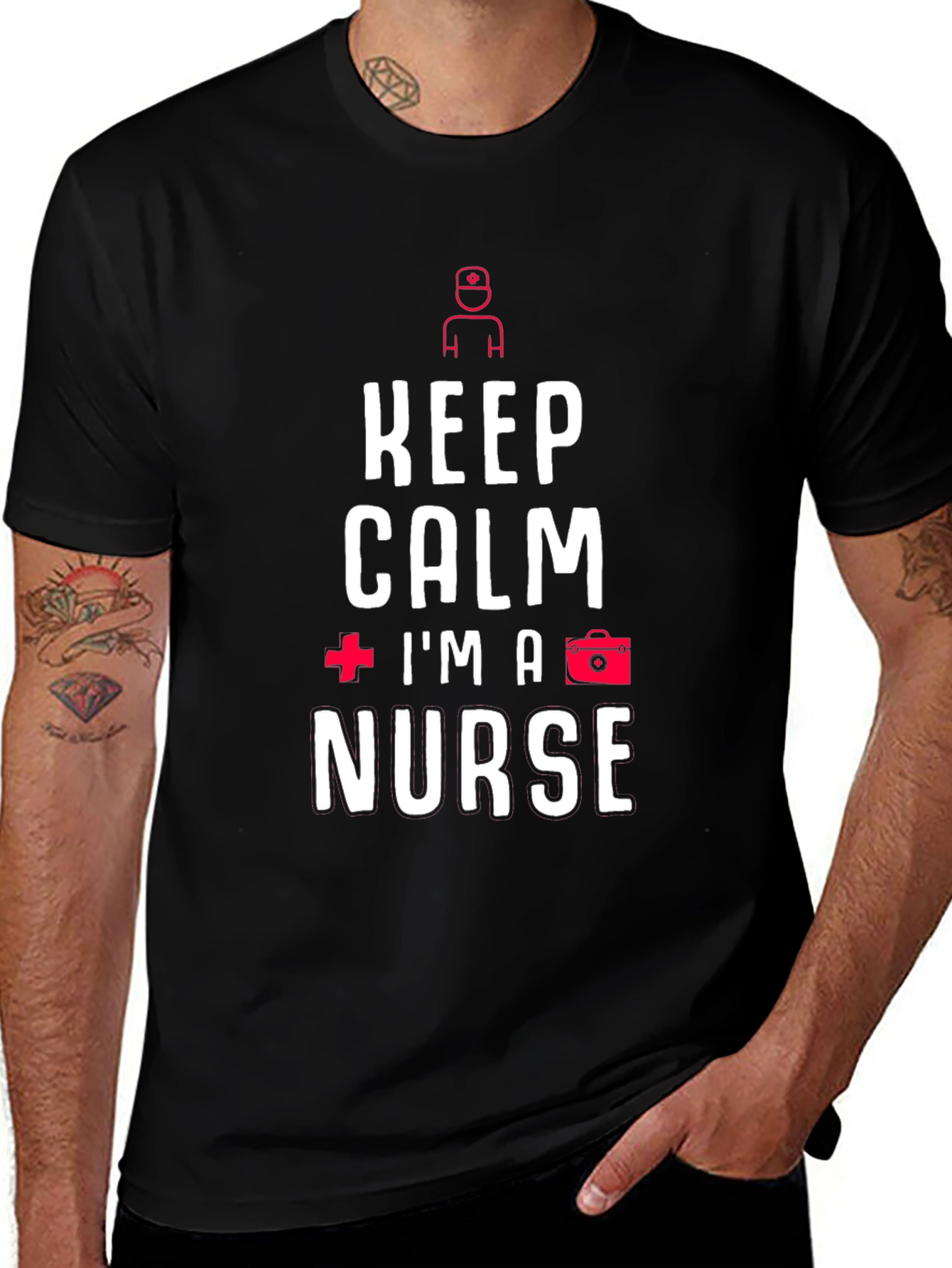 Keep Calm Im A Nurse T-Shirt Black Cotton Tee
