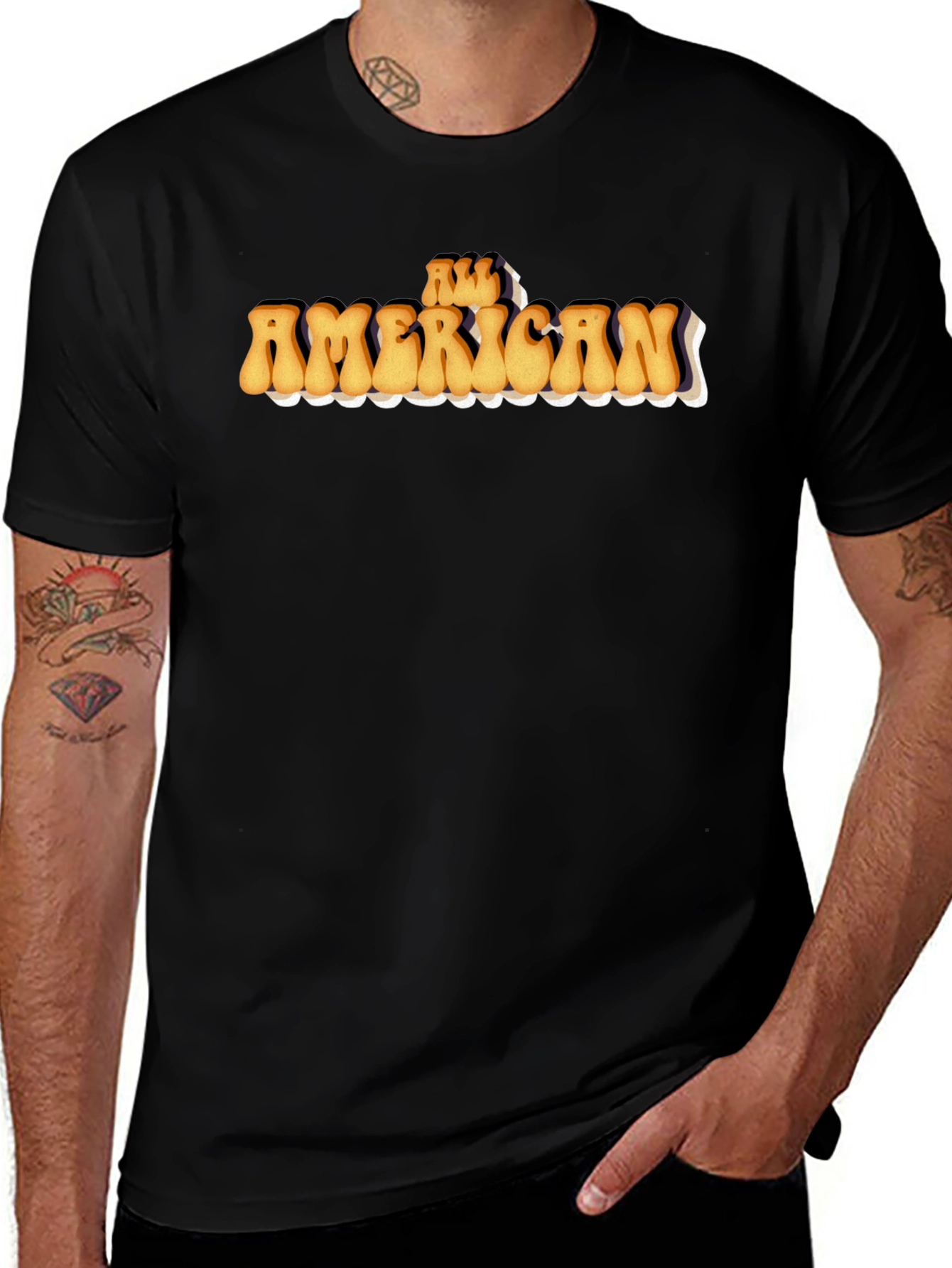 All American Retro Graphic Tee - Black