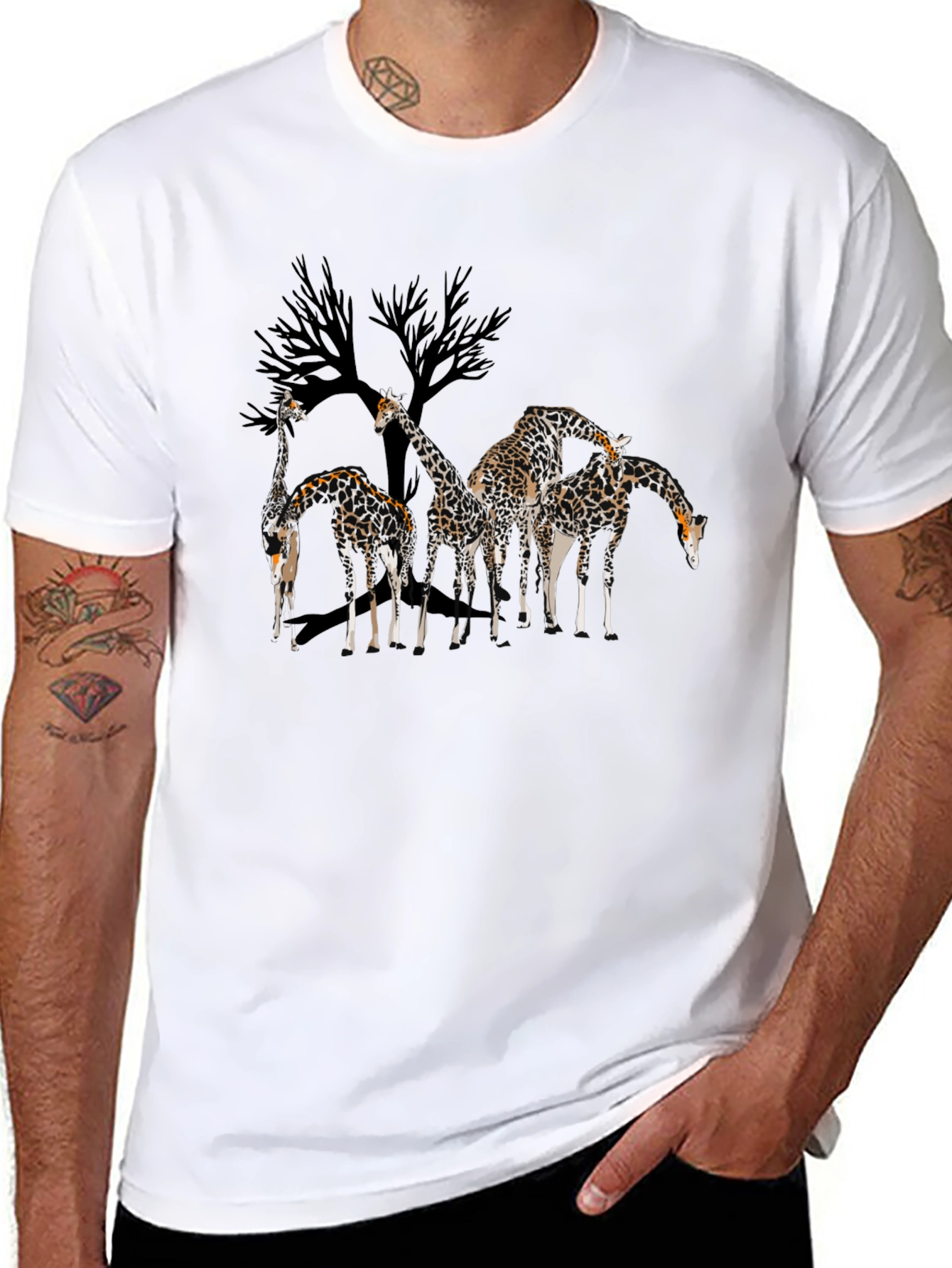 Giraffe Silhouette Graphic T-Shirt