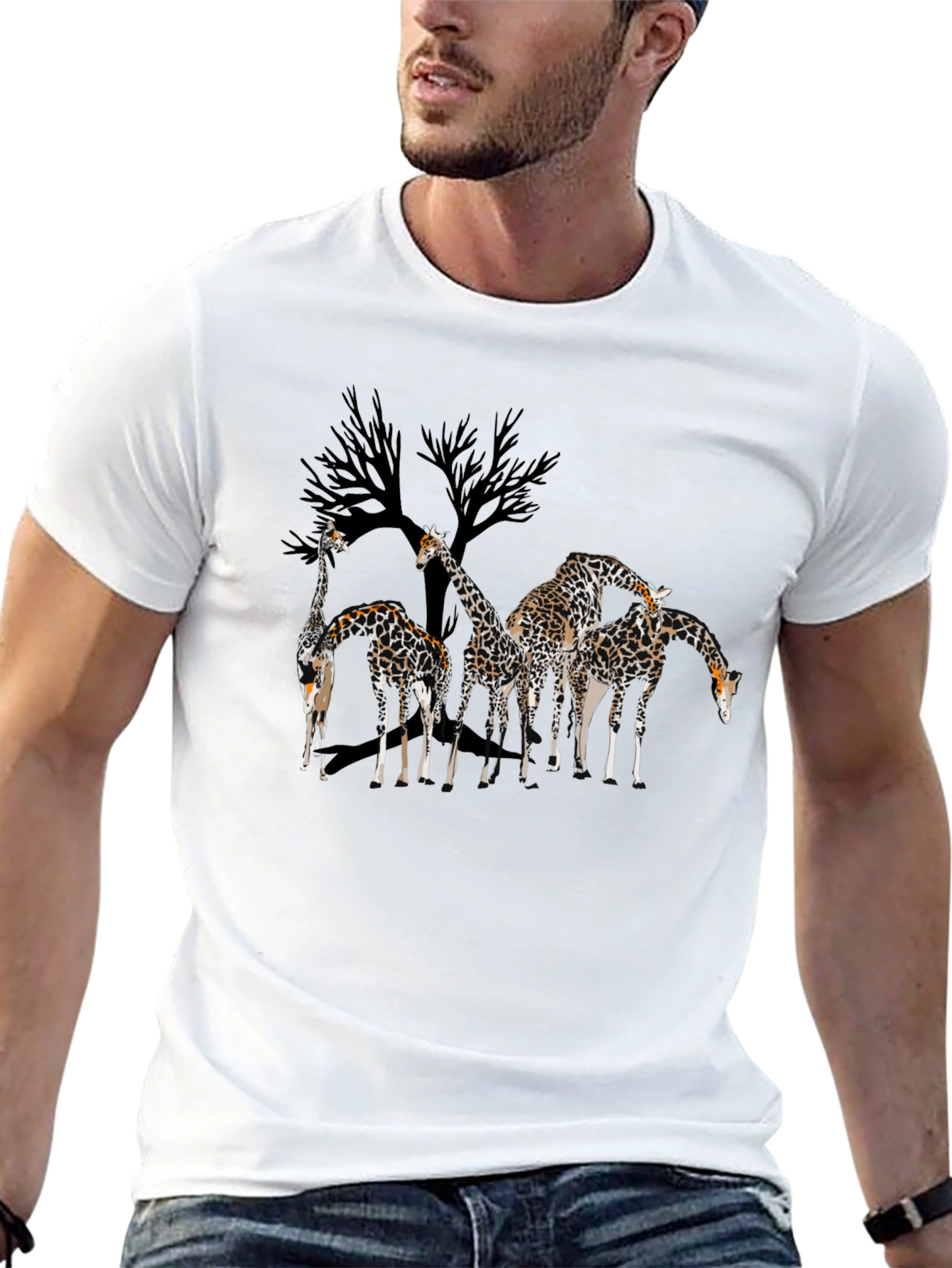 Giraffe Silhouette Graphic T-Shirt