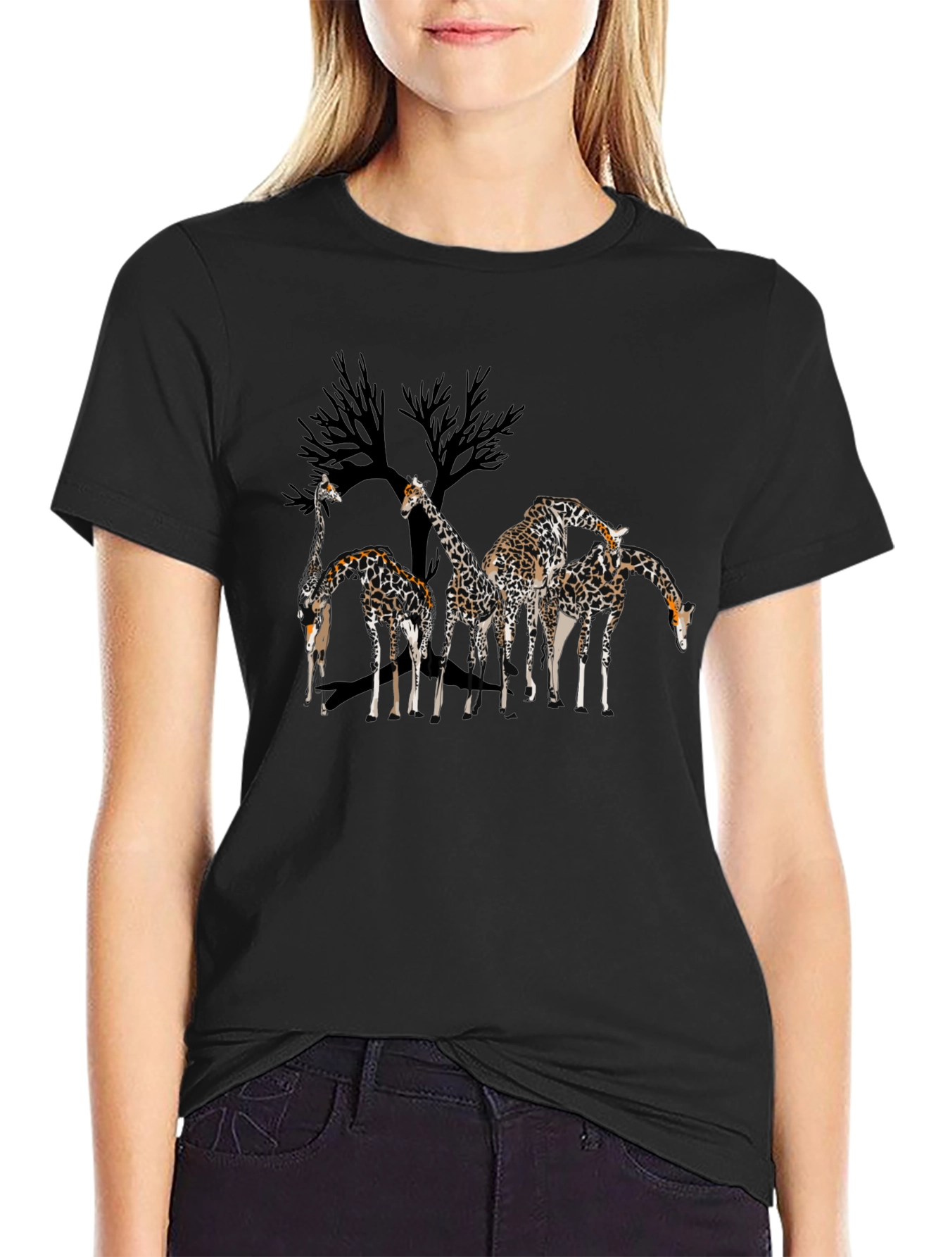Giraffe Silhouette Graphic T-Shirt