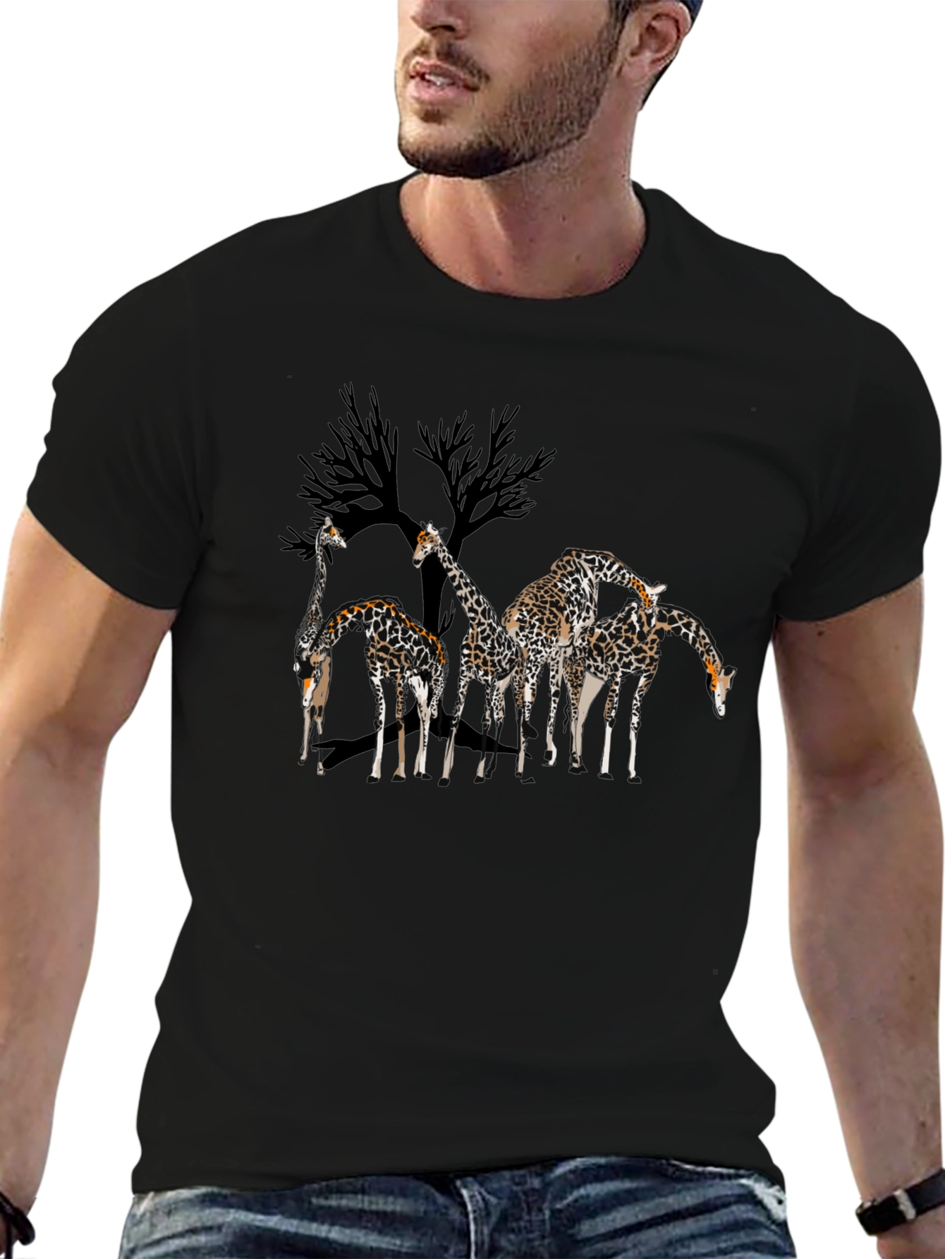 Giraffe Silhouette Graphic T-Shirt