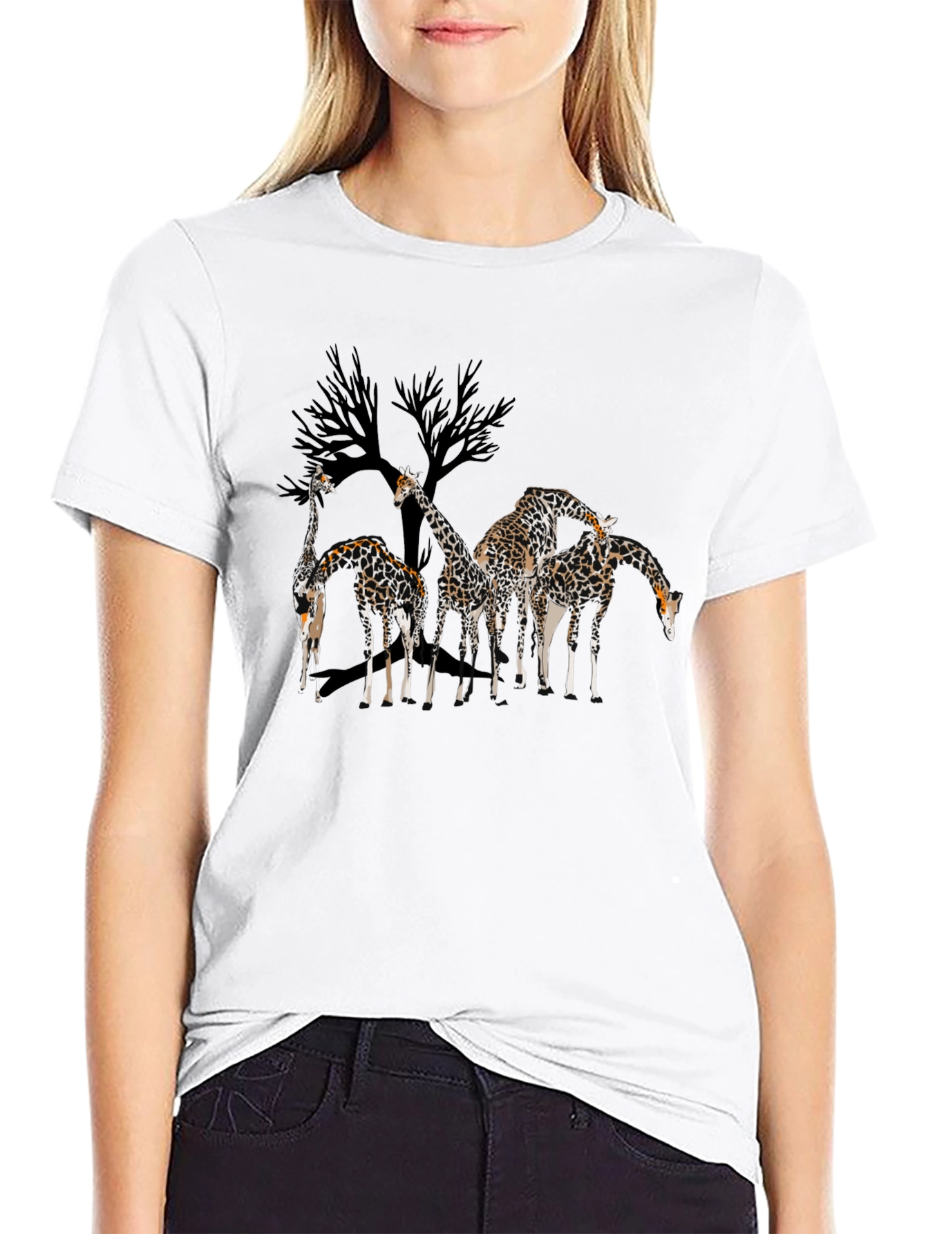 Giraffe Silhouette Graphic T-Shirt