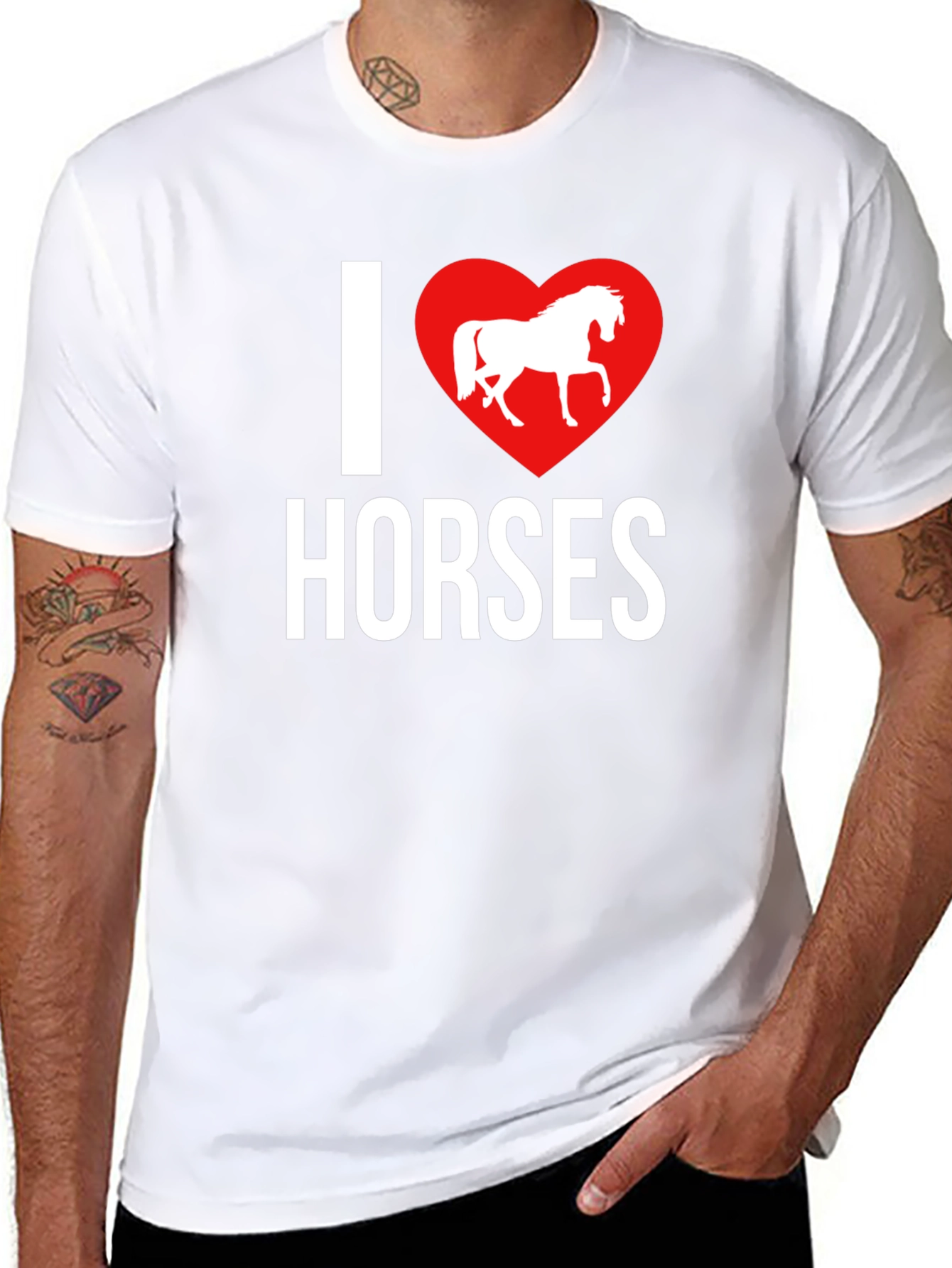 I Love Horses T-Shirt - Black Cotton Tee