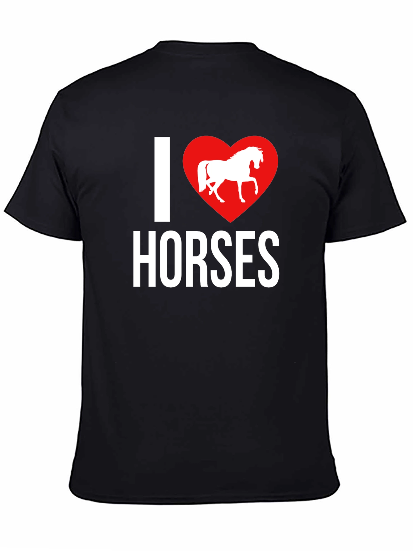 I Love Horses T-Shirt - Black Cotton Tee