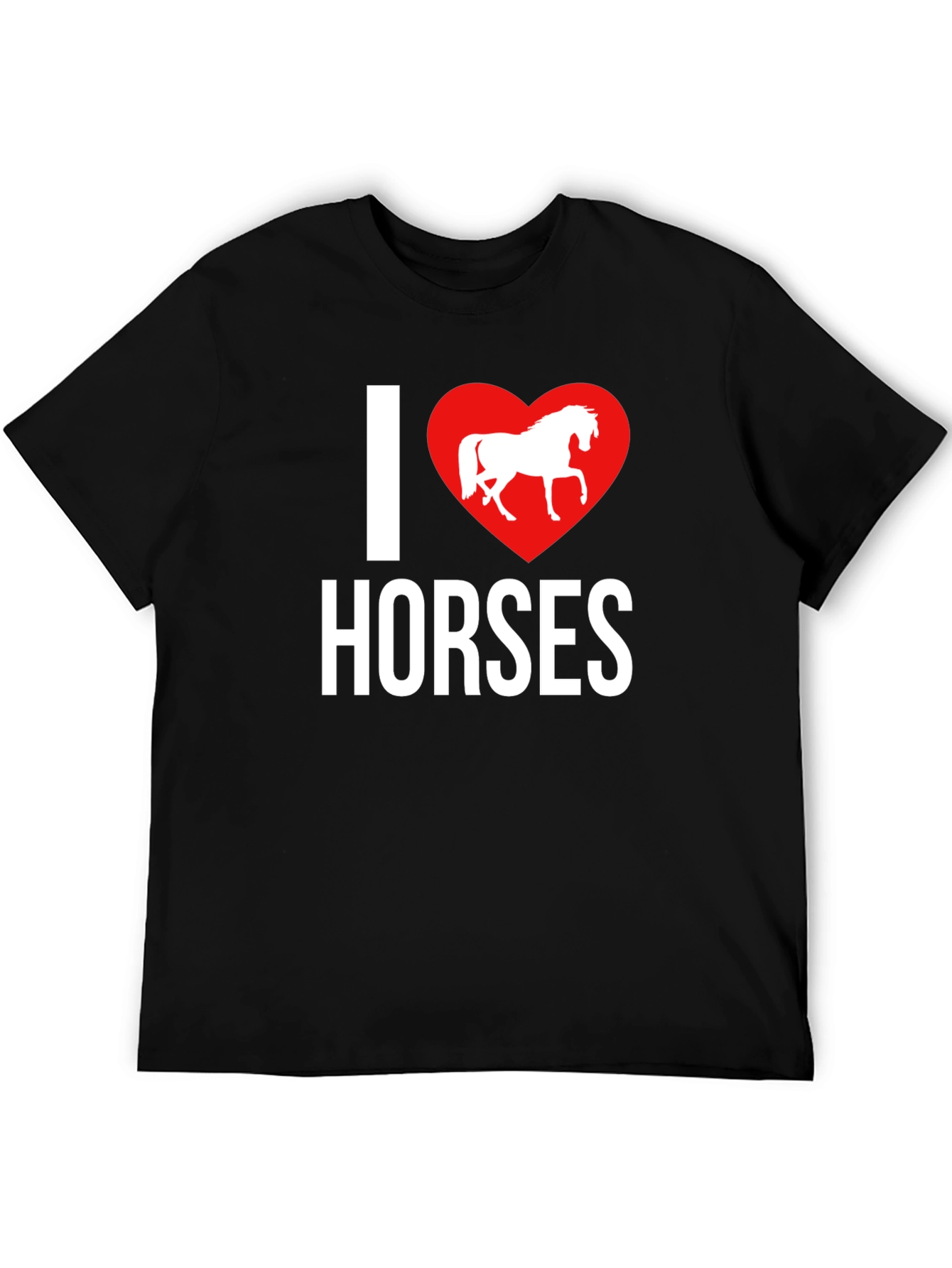 I Love Horses T-Shirt - Black Cotton Tee
