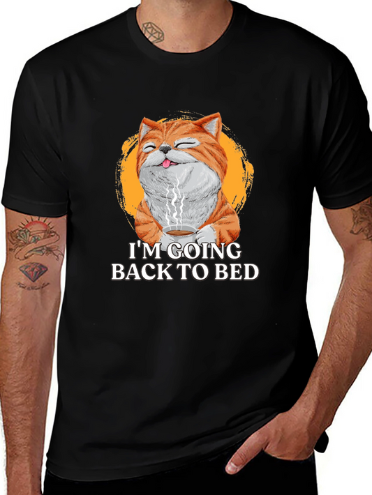 Funny Cat Coffee T-Shirt - Im Going Back To Bed
