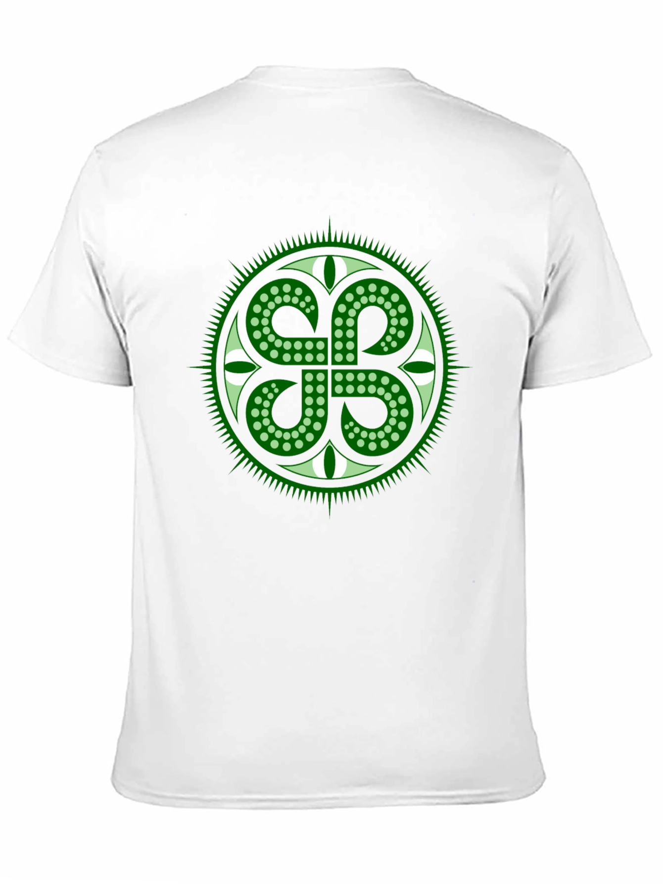 Green Shamrock Circle Black T-Shirt
