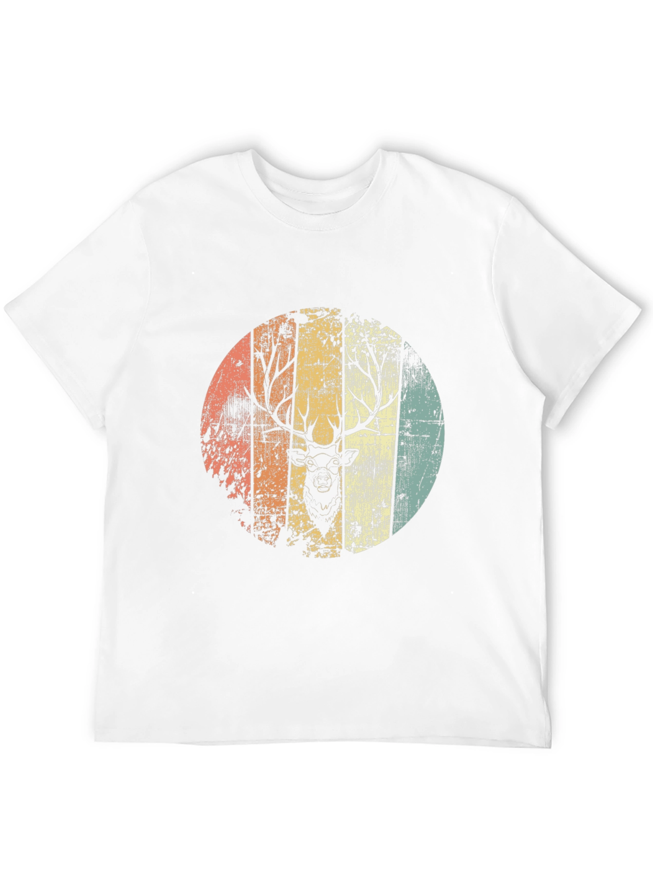 Retro Deer Graphic Tee - Black Cotton Blend Shirt