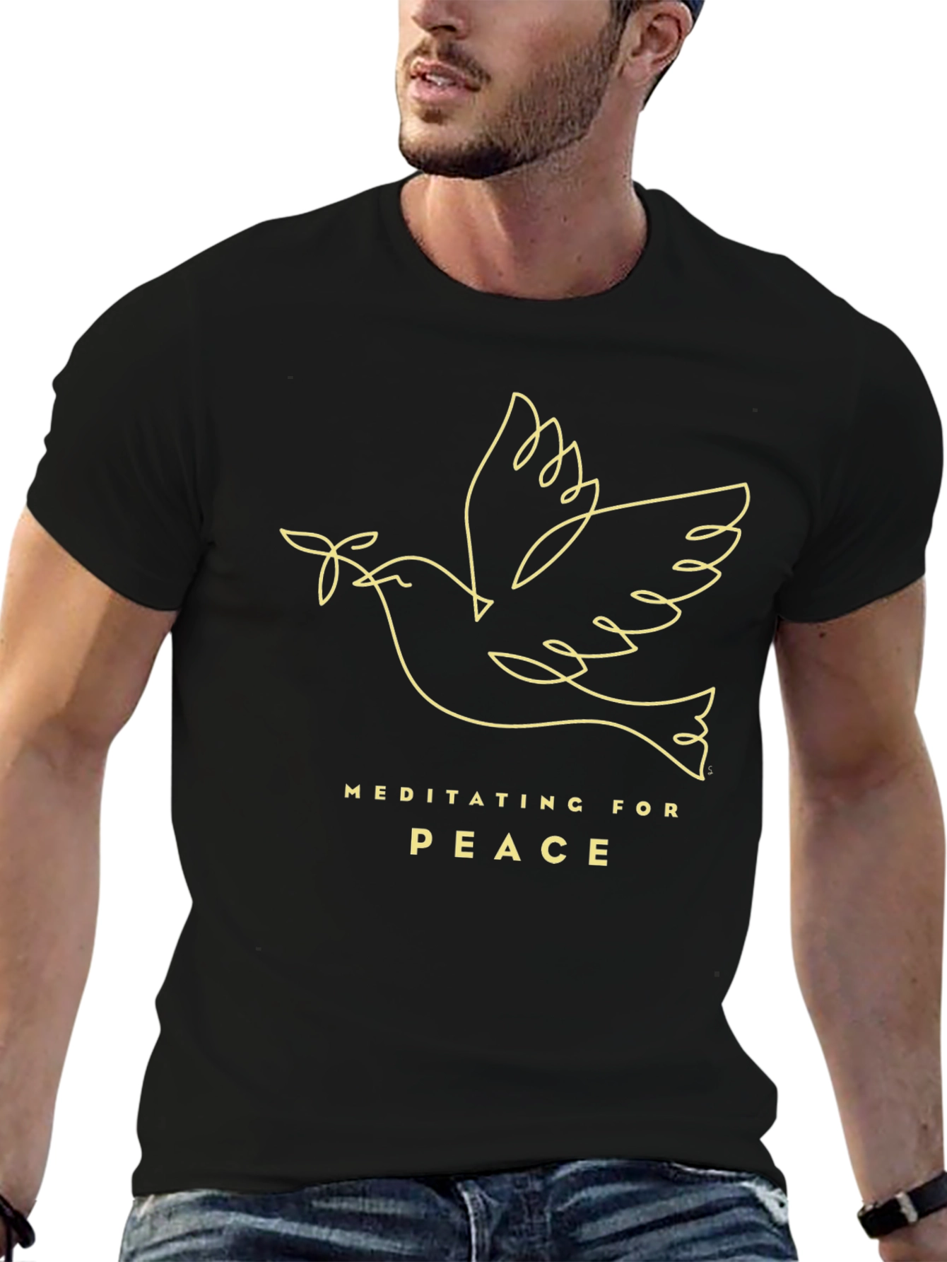 Meditating For Peace Dove Graphic T-Shirt