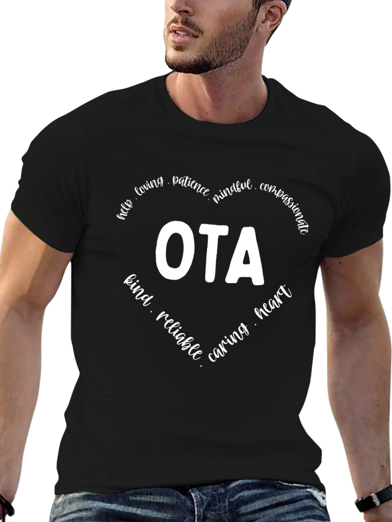 OTA Occupational Therapy Assistant Heart Graphic T-Shirt