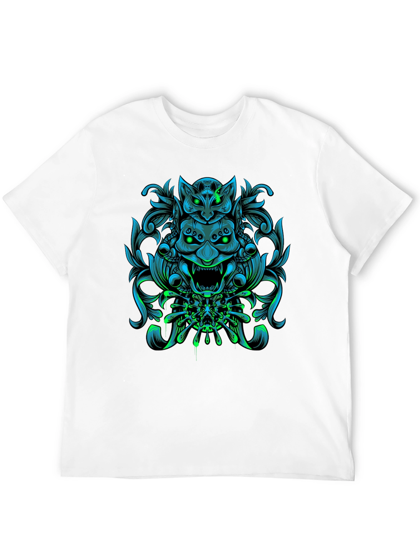 Edgy Oni Mask Graphic T-Shirt