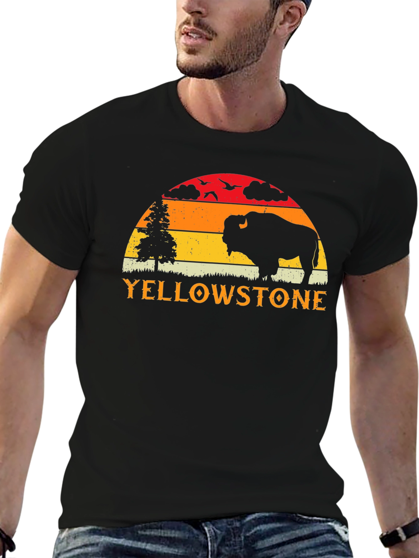 Yellowstone Bison Silhouette Graphic Tee - Black