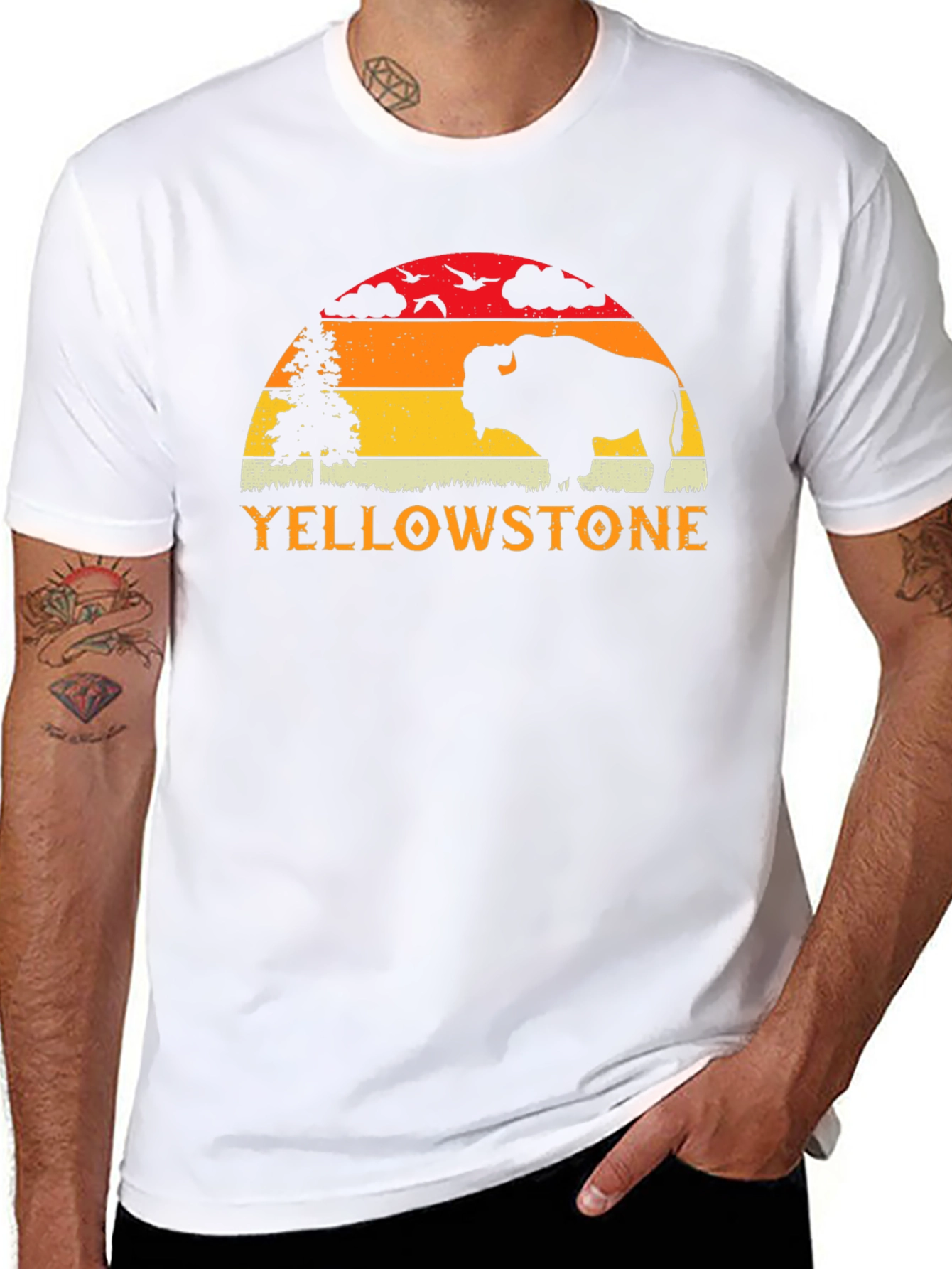 Yellowstone Bison Silhouette Graphic Tee - Black