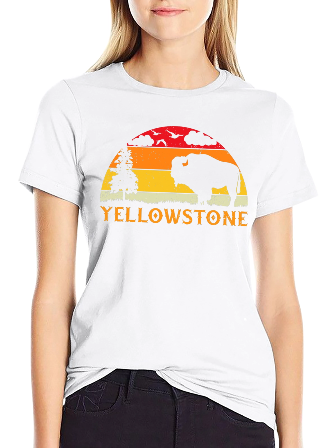Yellowstone Bison Silhouette Graphic Tee - Black