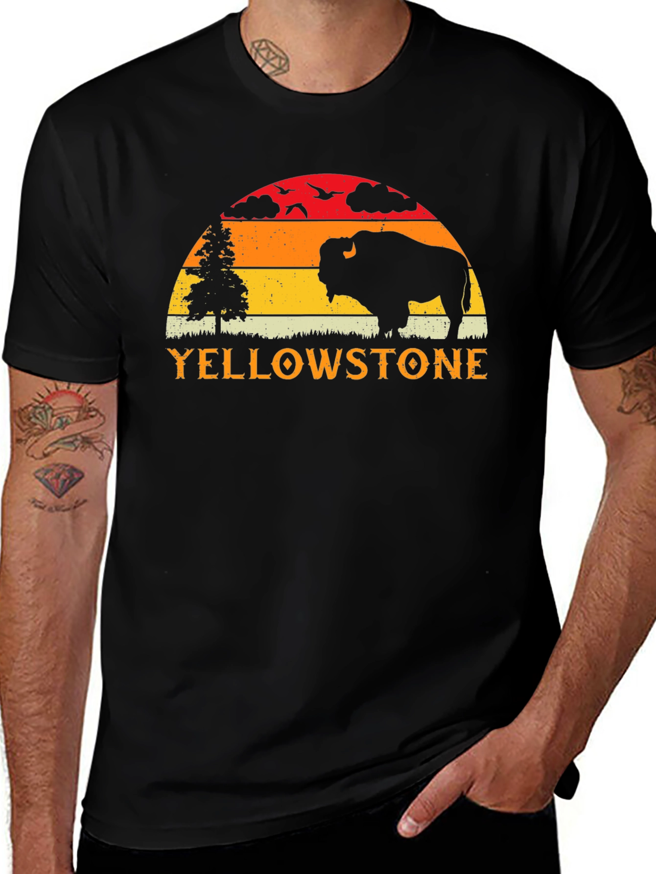 Yellowstone Bison Silhouette Graphic Tee - Black