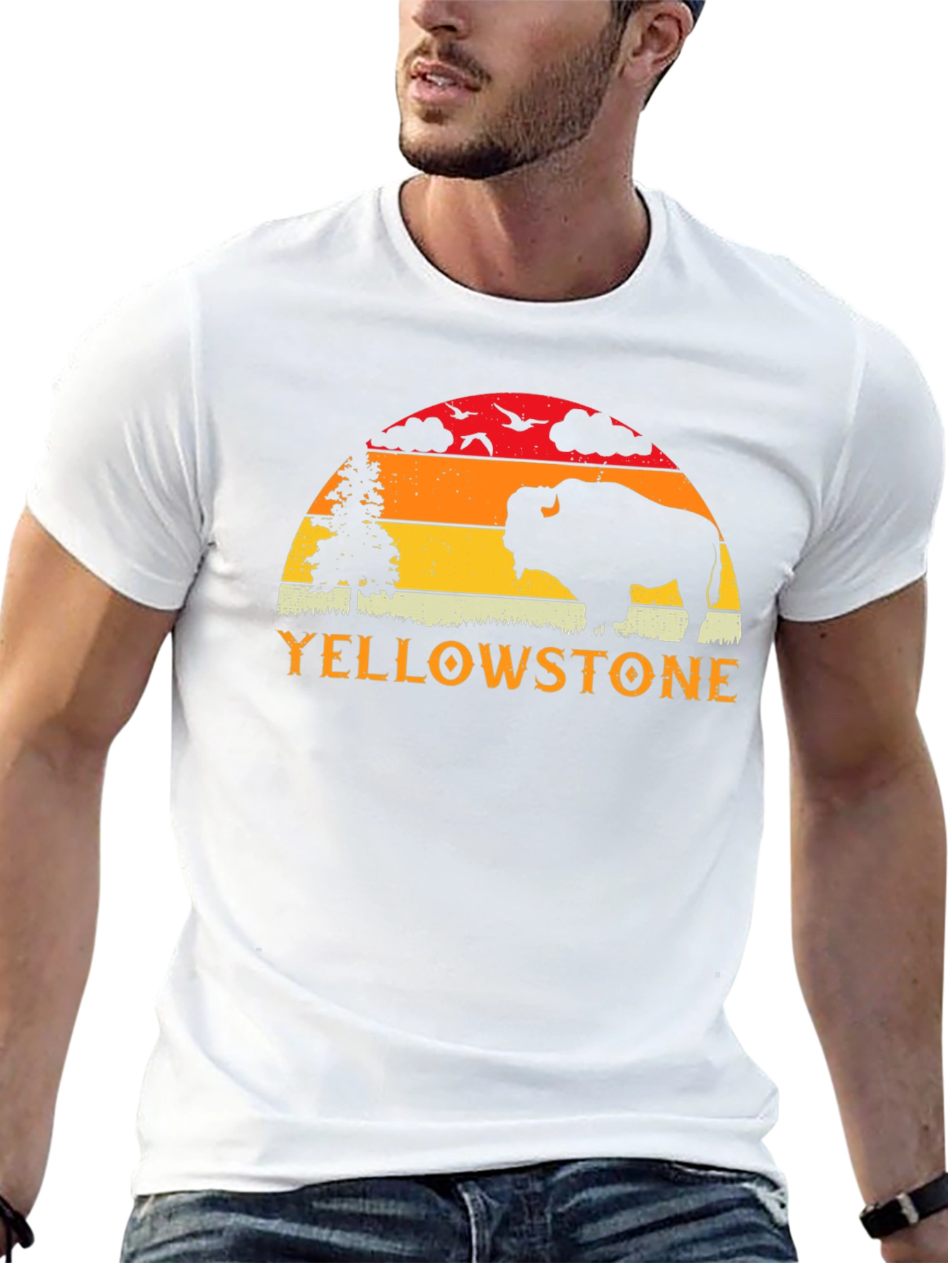 Yellowstone Bison Silhouette Graphic Tee - Black