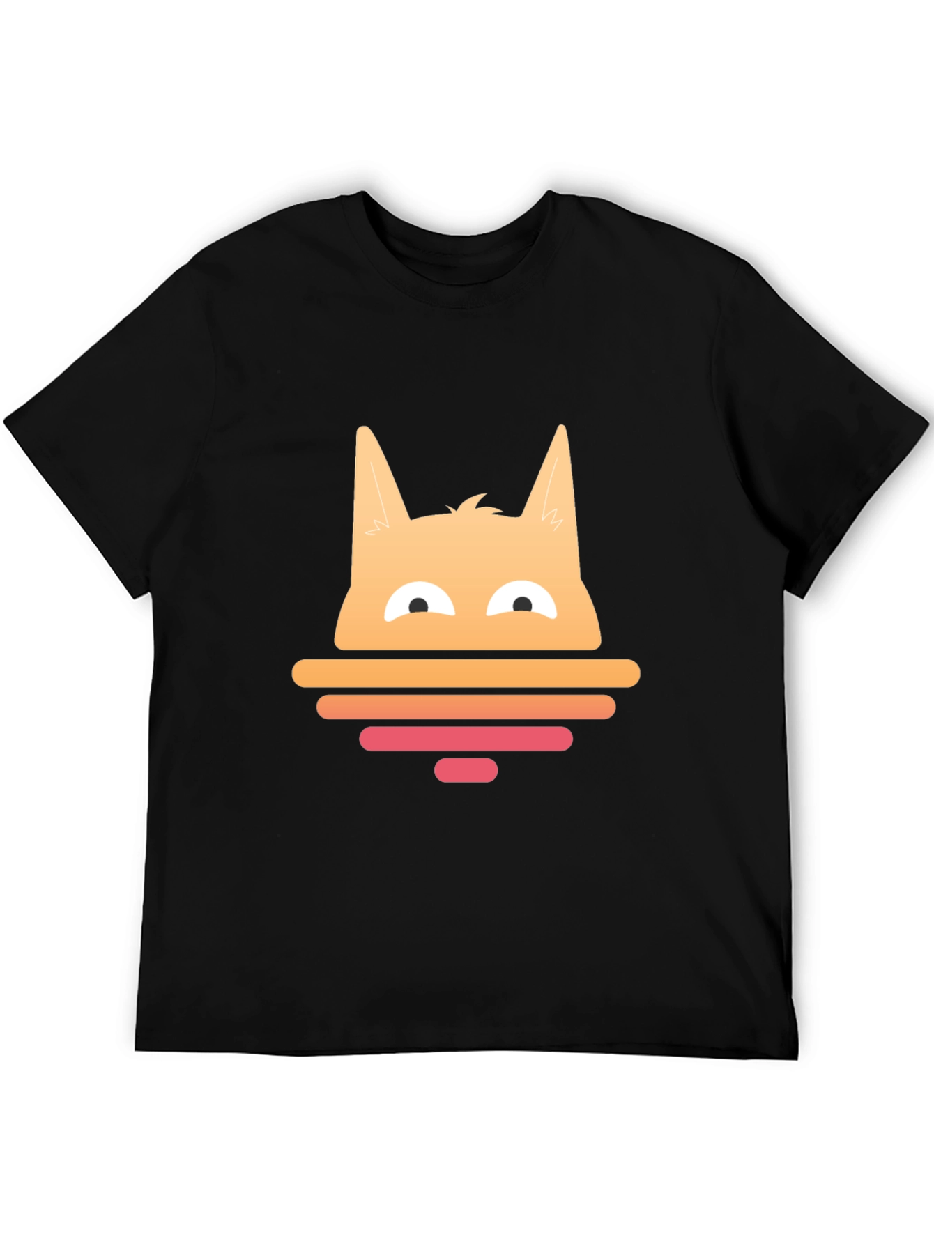 Sunset Cat Graphic Tee - Black Cotton Blend