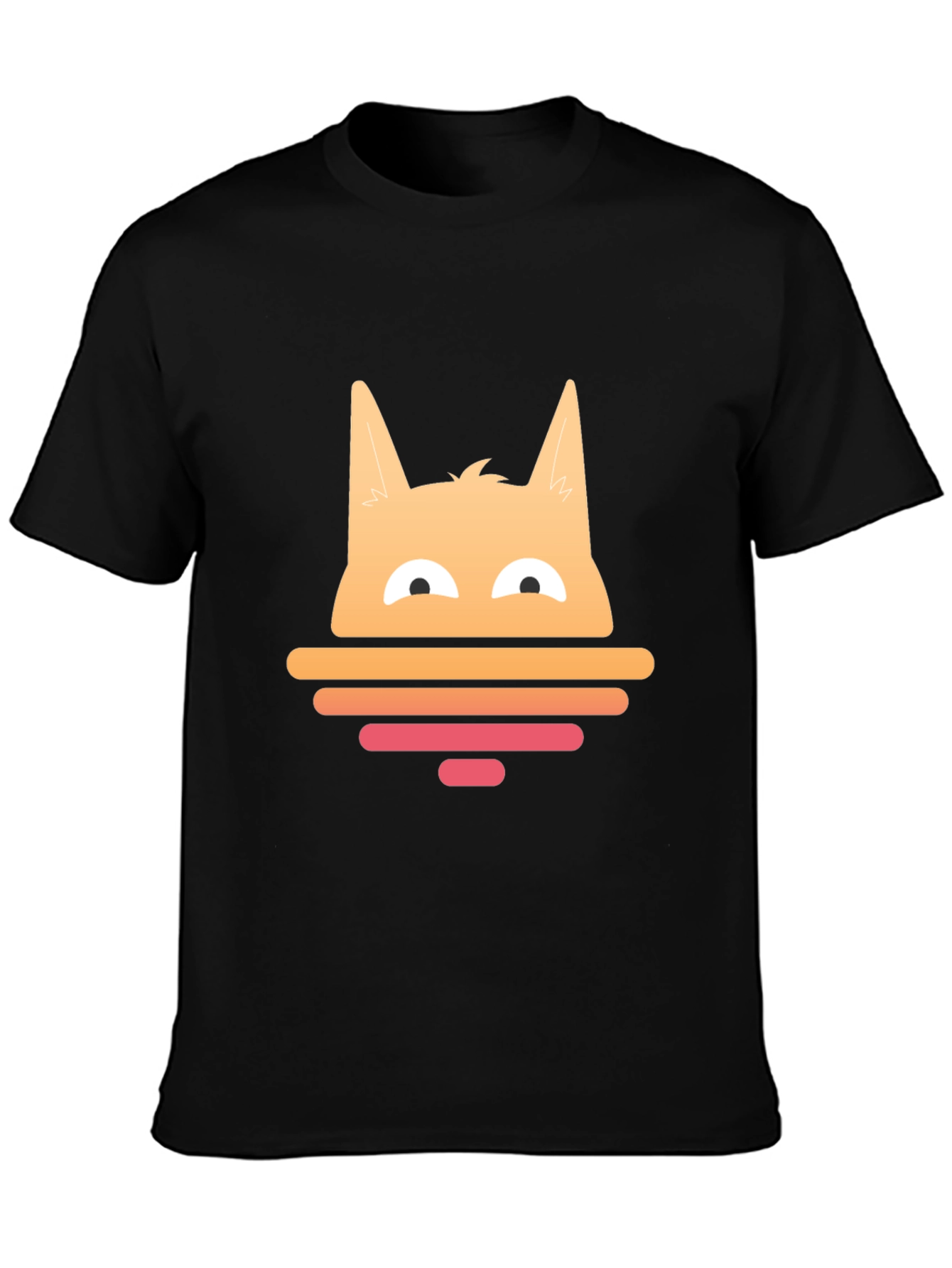 Sunset Cat Graphic Tee - Black Cotton Blend