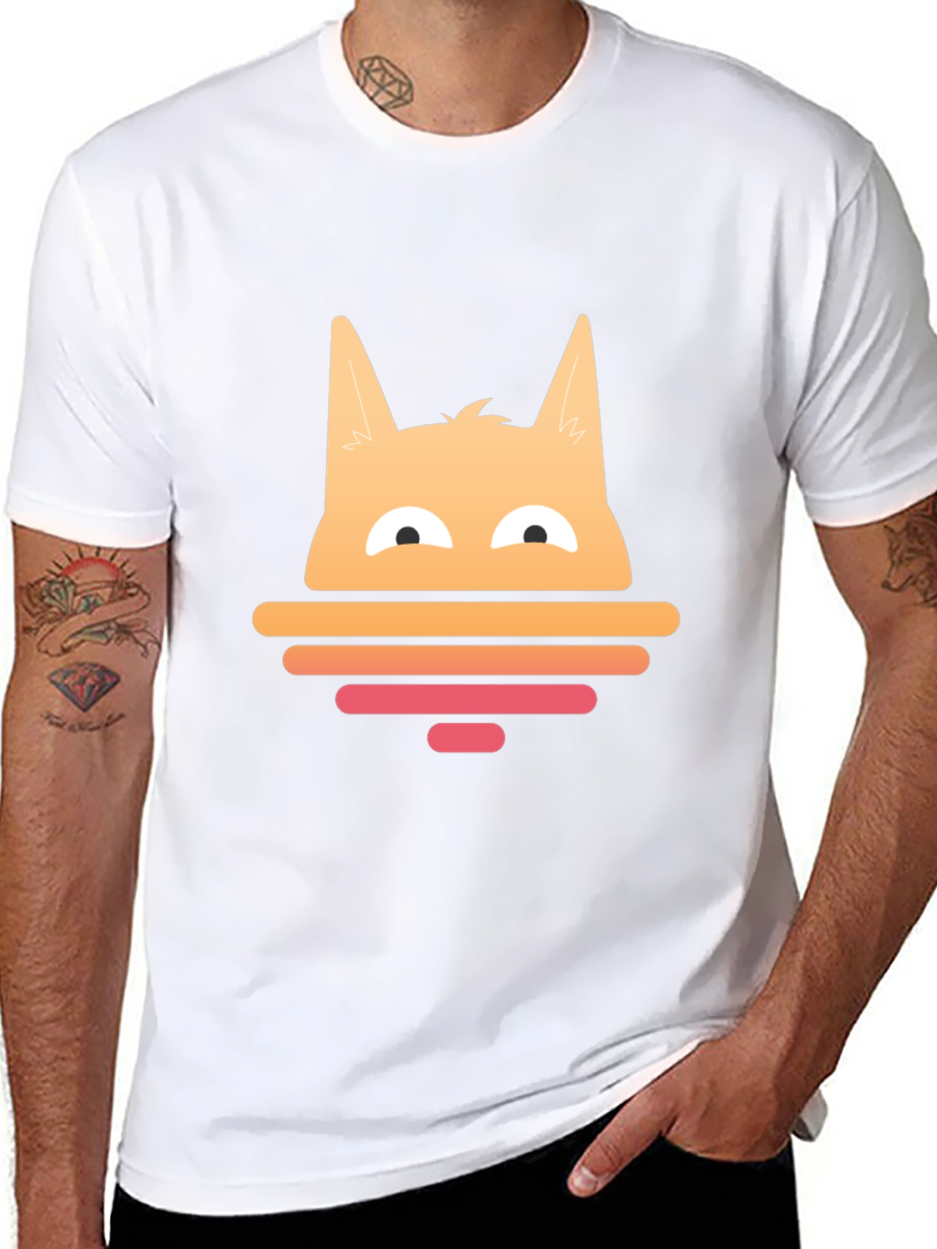 Sunset Cat Graphic Tee - Black Cotton Blend
