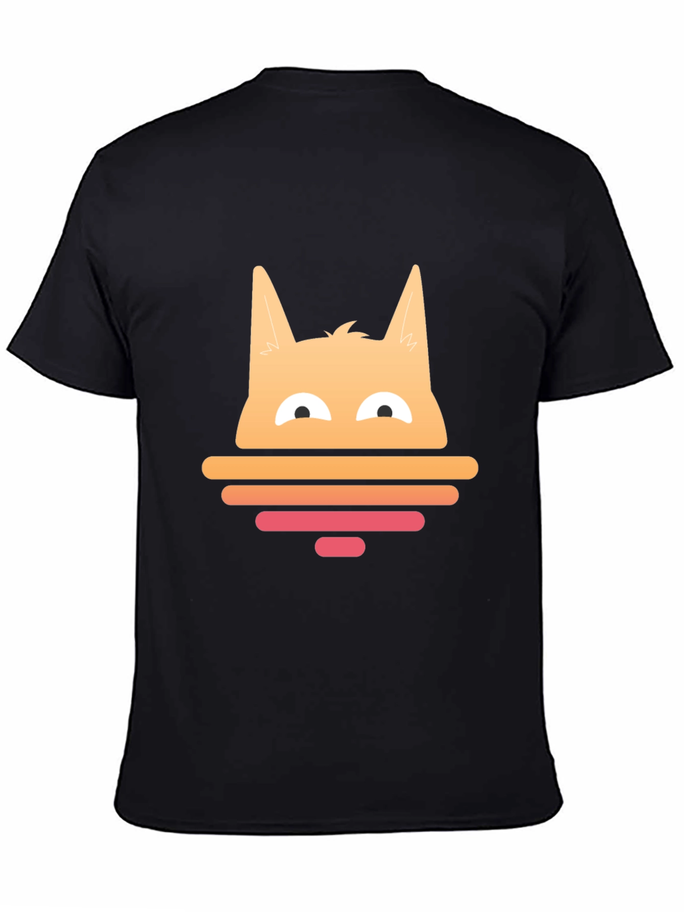 Sunset Cat Graphic Tee - Black Cotton Blend