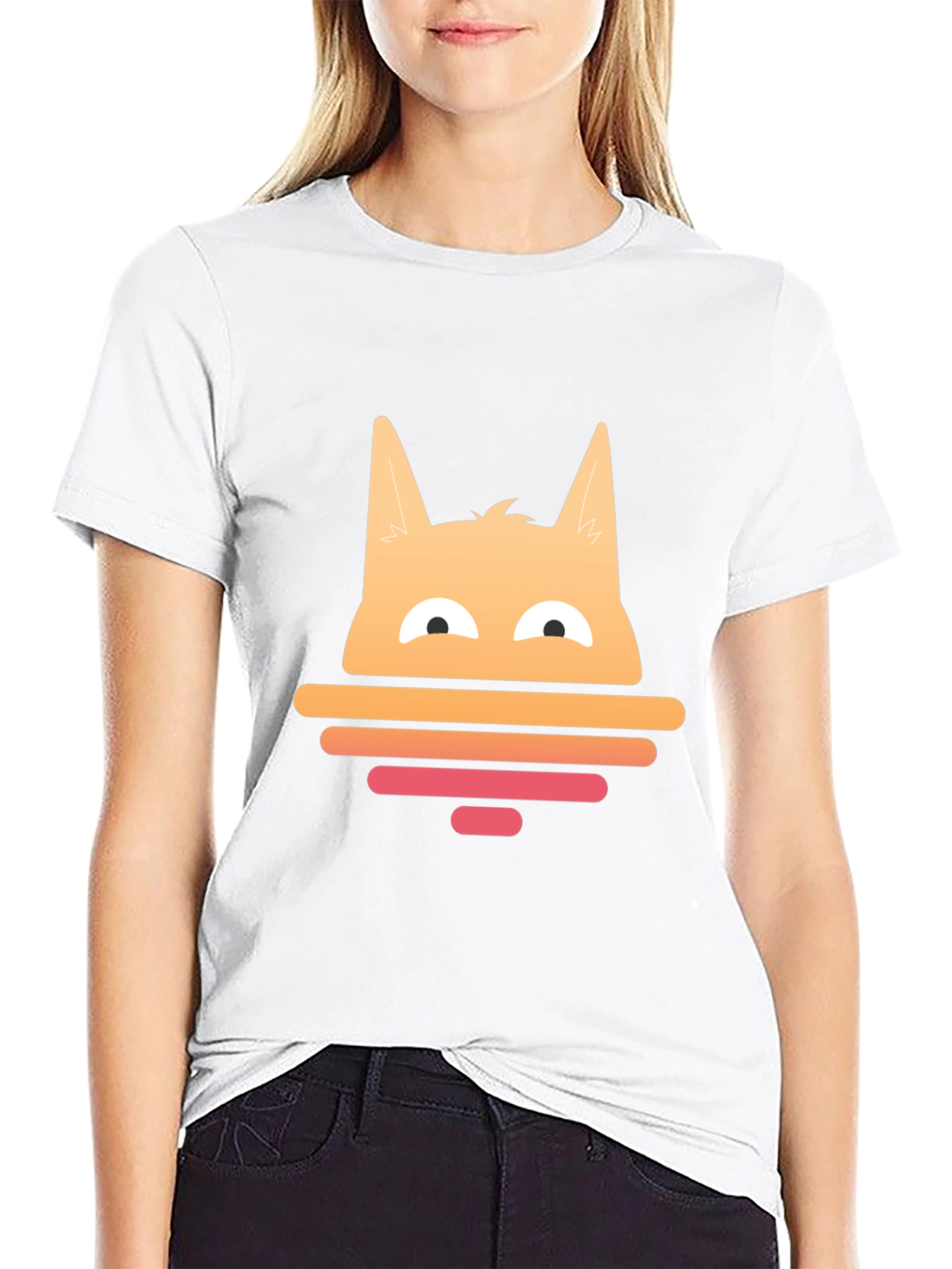 Sunset Cat Graphic Tee - Black Cotton Blend