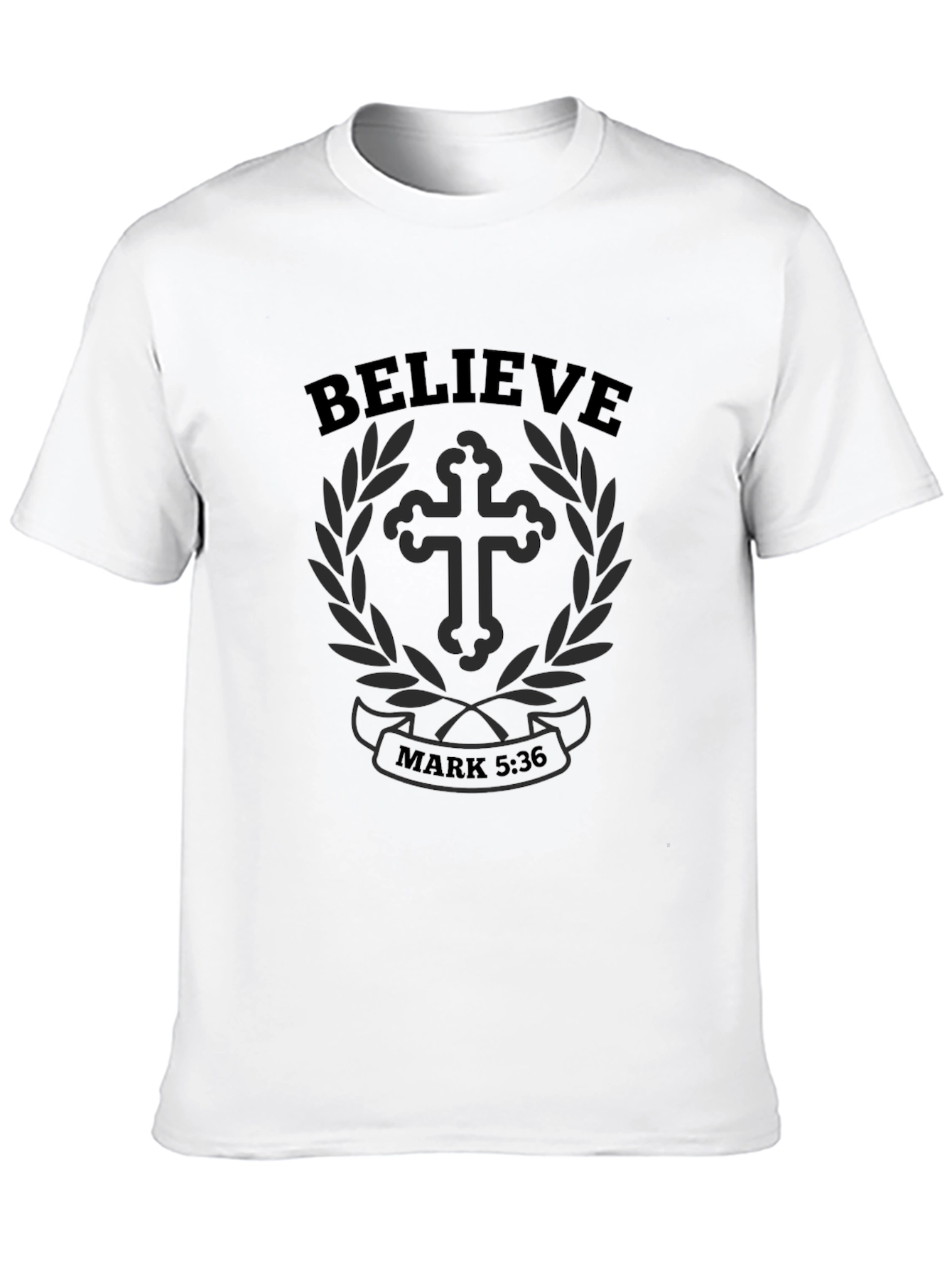 Believe Christian T-Shirt - Mark 5:36 Religious Tee