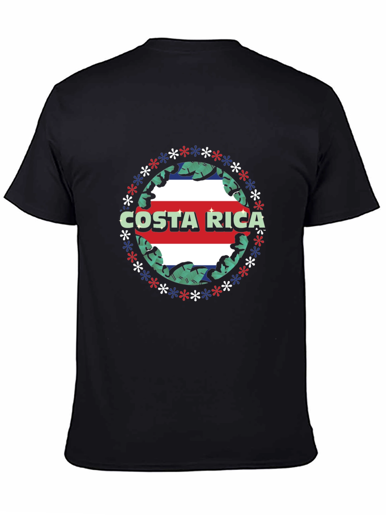 Costa Rica Flag T-Shirt - Tropical Leaf Design