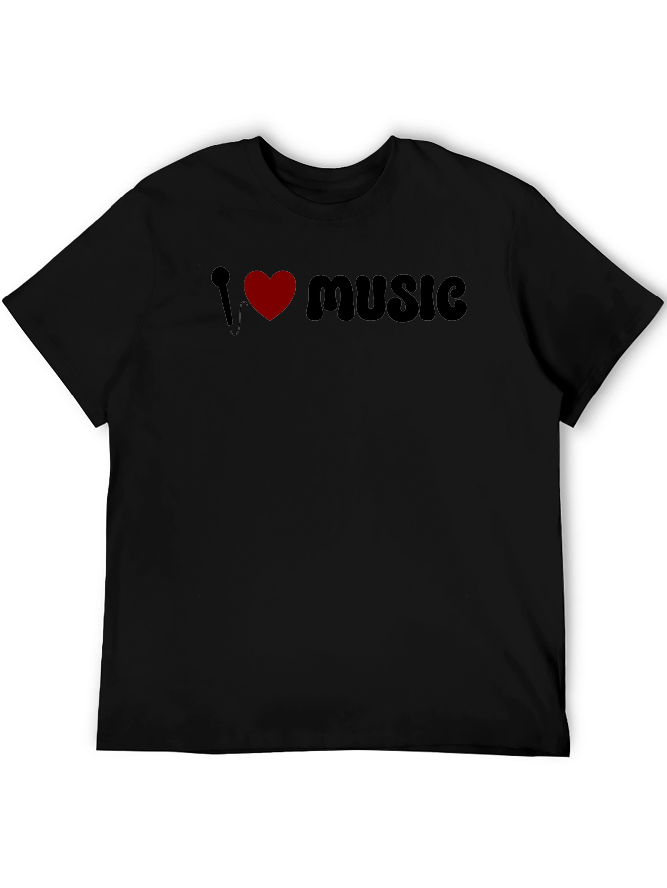 I Love Music Graphic Tee - Black