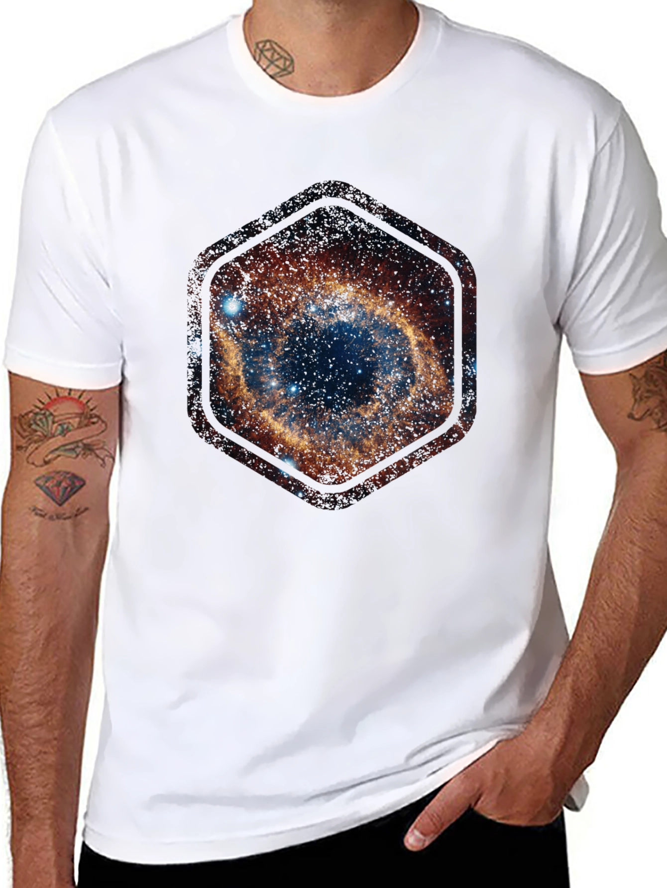 Nebula Galaxy Hexagon T-Shirt - Space Design