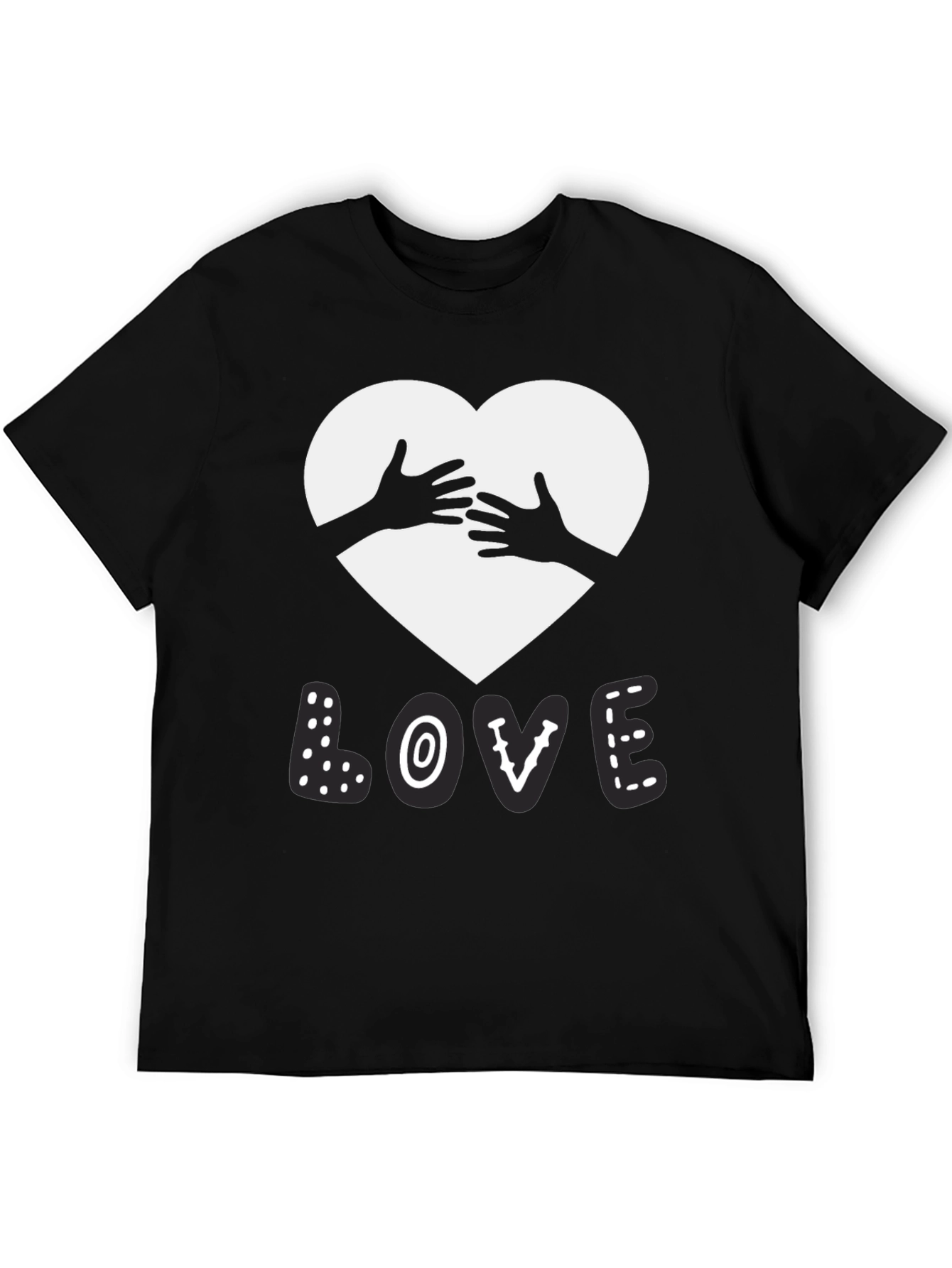 Love Heart Hands Graphic Black T-Shirt