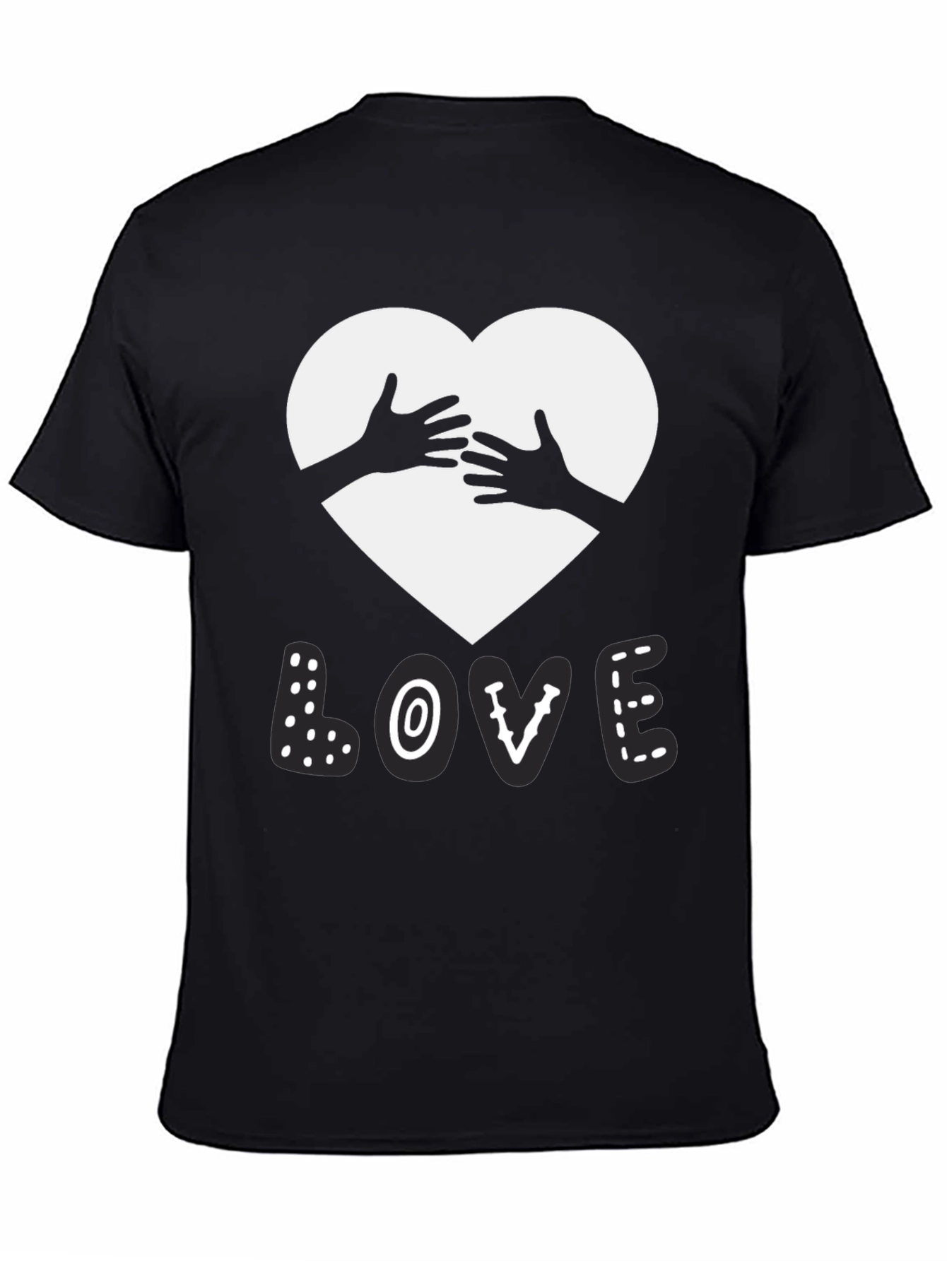 Love Heart Hands Graphic Black T-Shirt