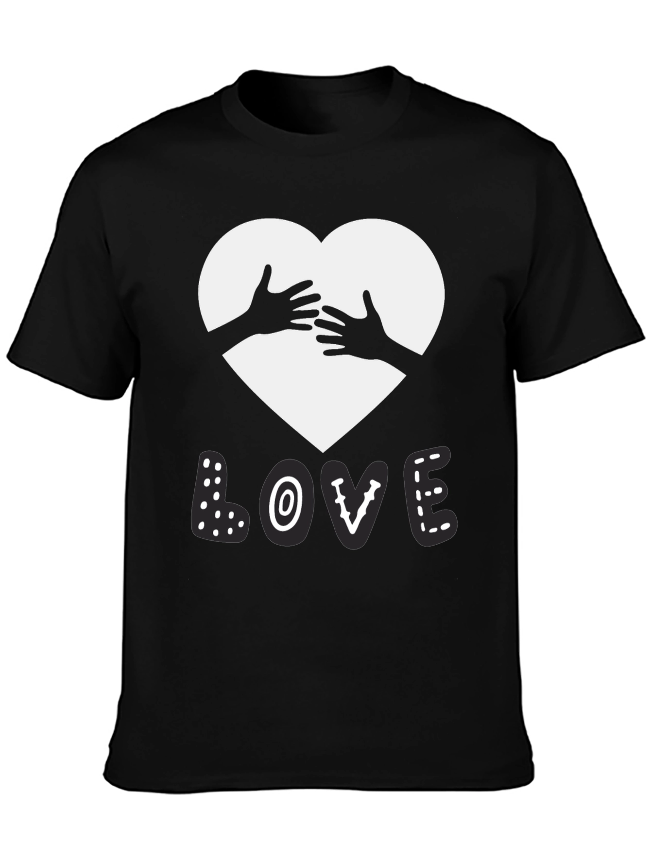 Love Heart Hands Graphic Black T-Shirt