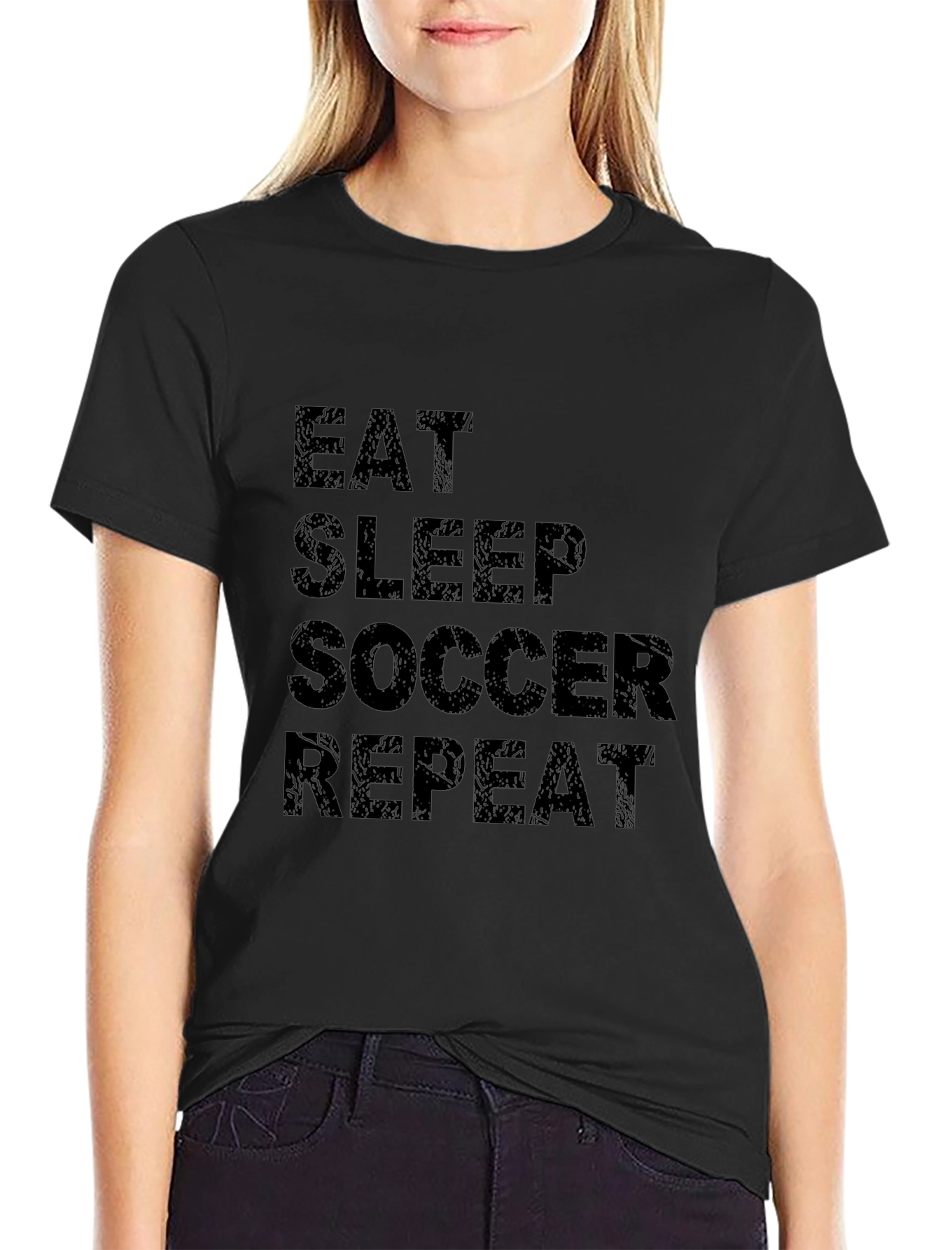 Eat Sleep Soccer Repeat Black T-Shirt