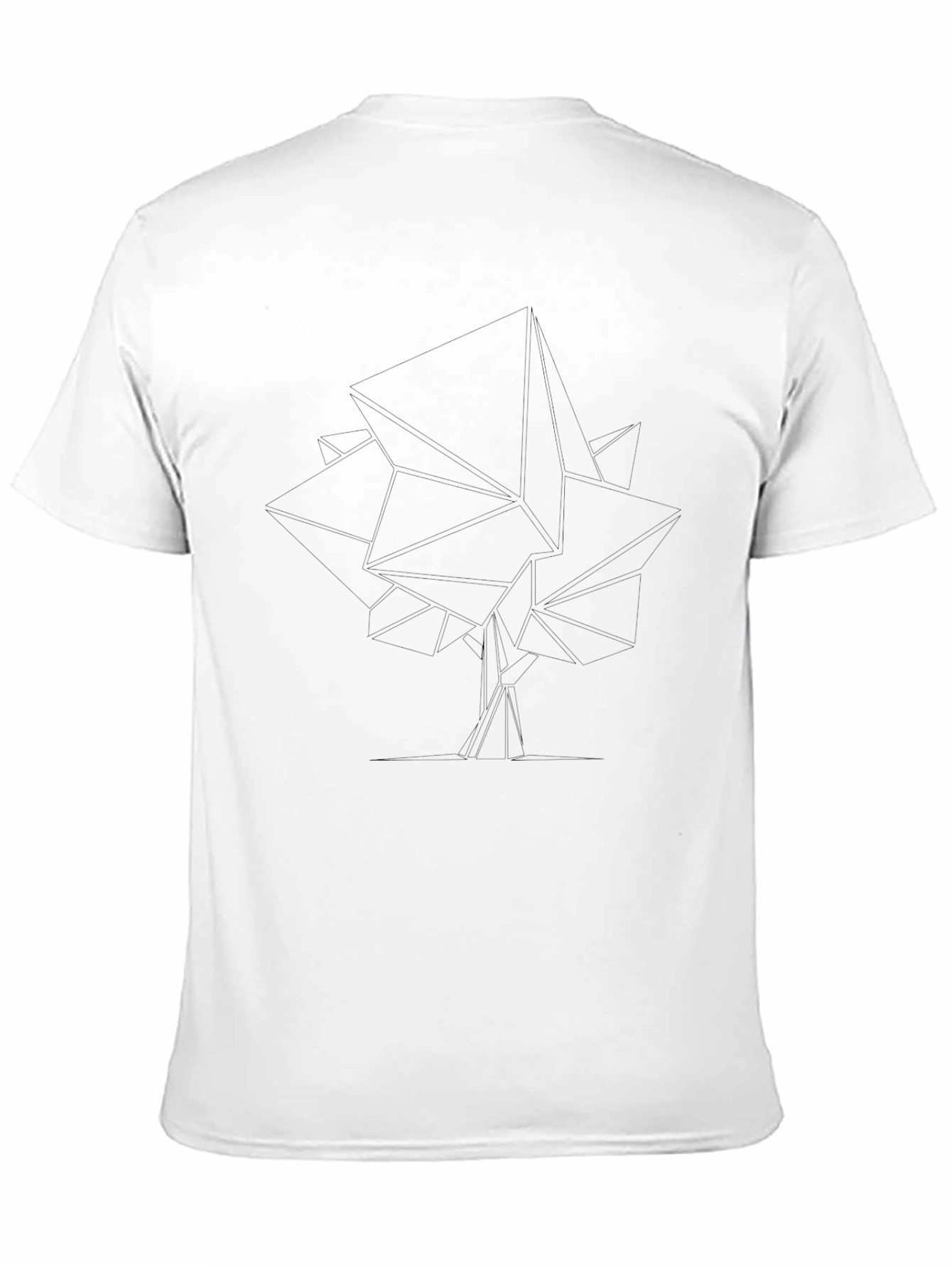 Geometric Tree Line Art Black T-Shirt