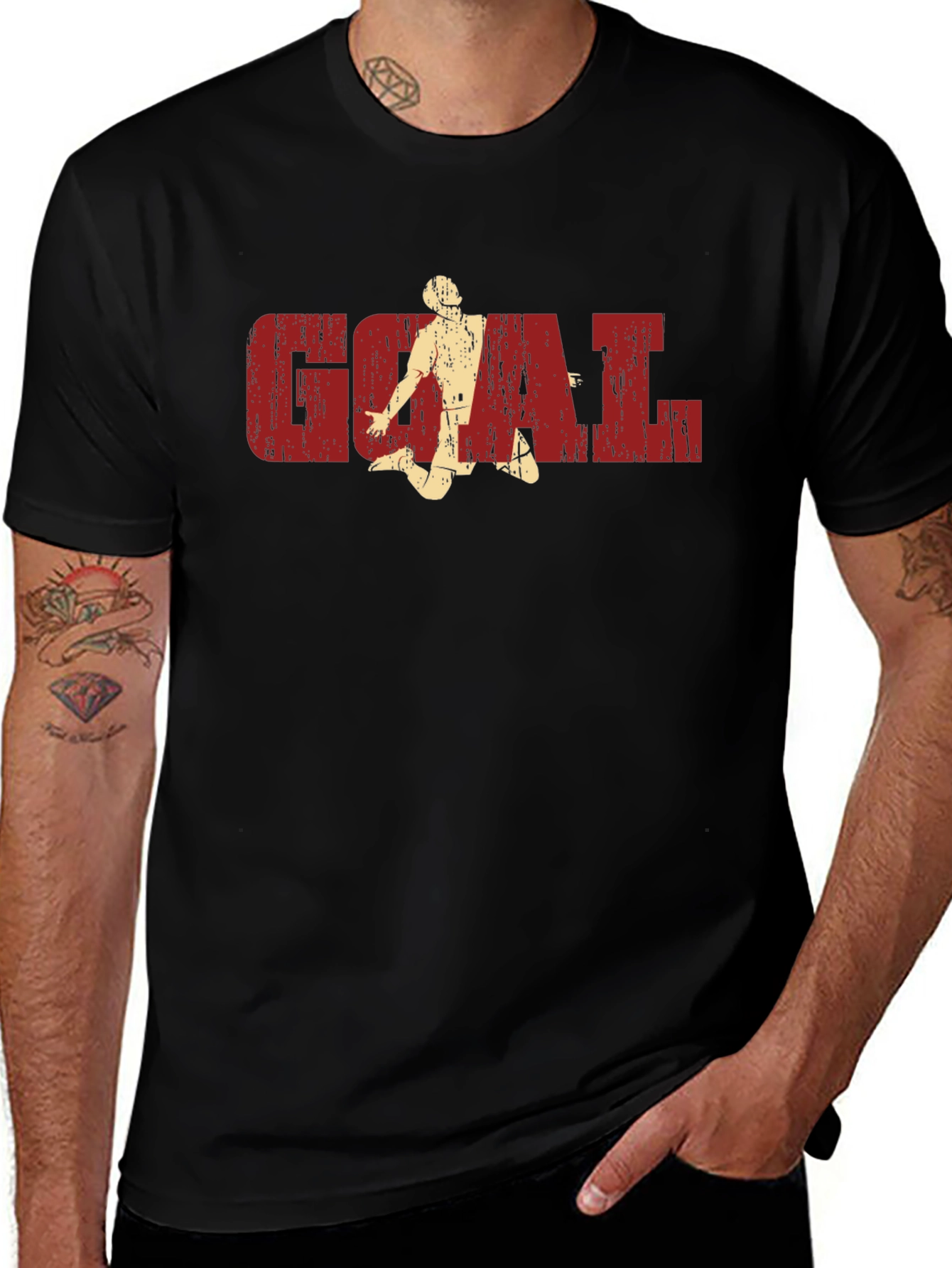 Goal Soccer Graphic T-Shirt - Black Cotton Tee
