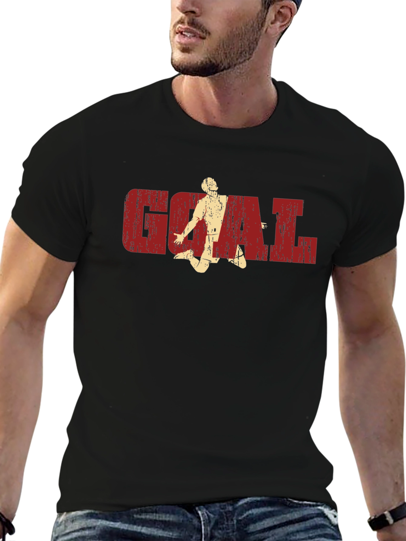 Goal Soccer Graphic T-Shirt - Black Cotton Tee