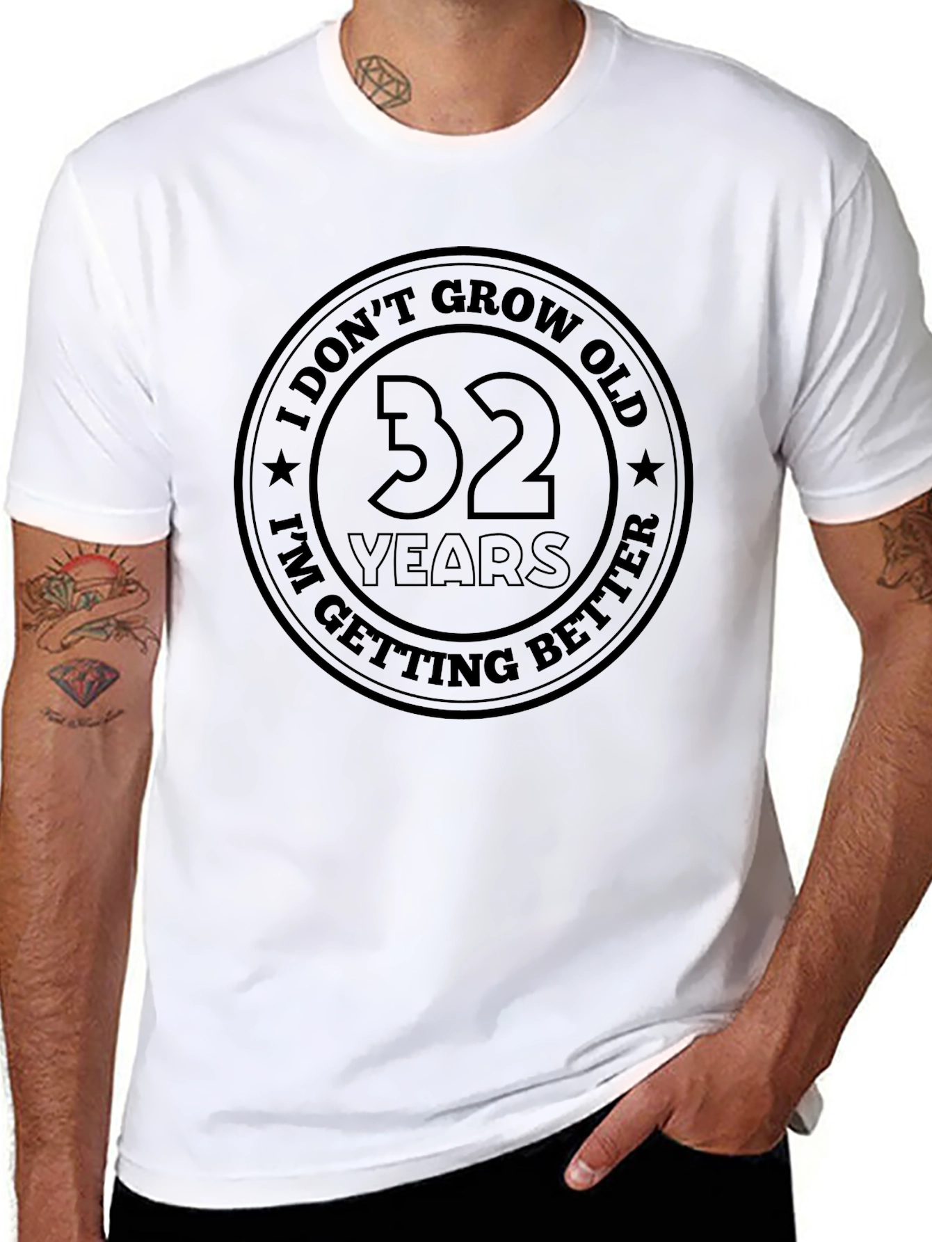32 Years I Dont Grow Old Mens Black T-Shirt