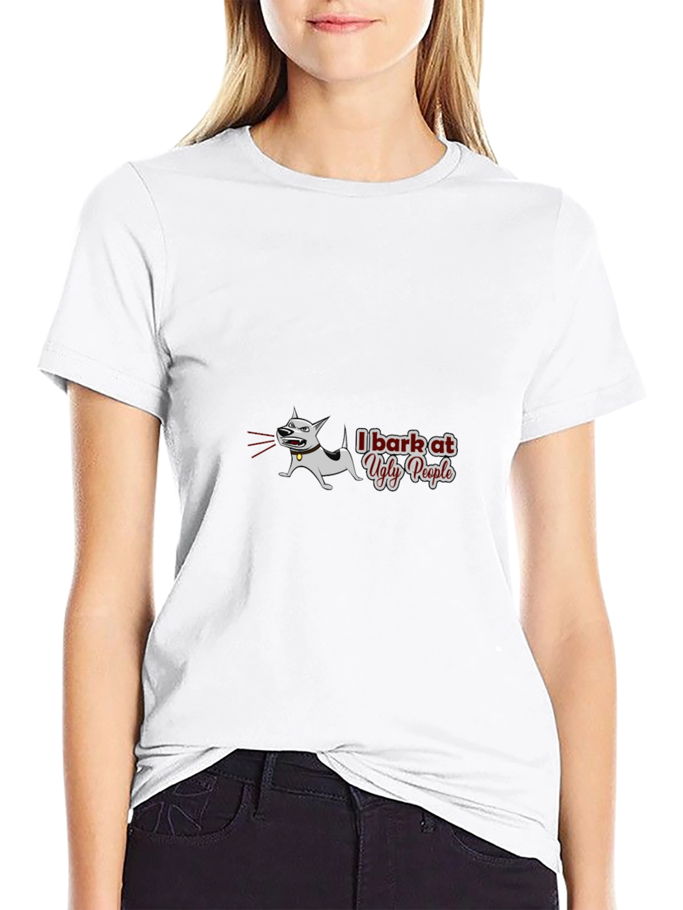 I Bark at Ugly People Black T-Shirt