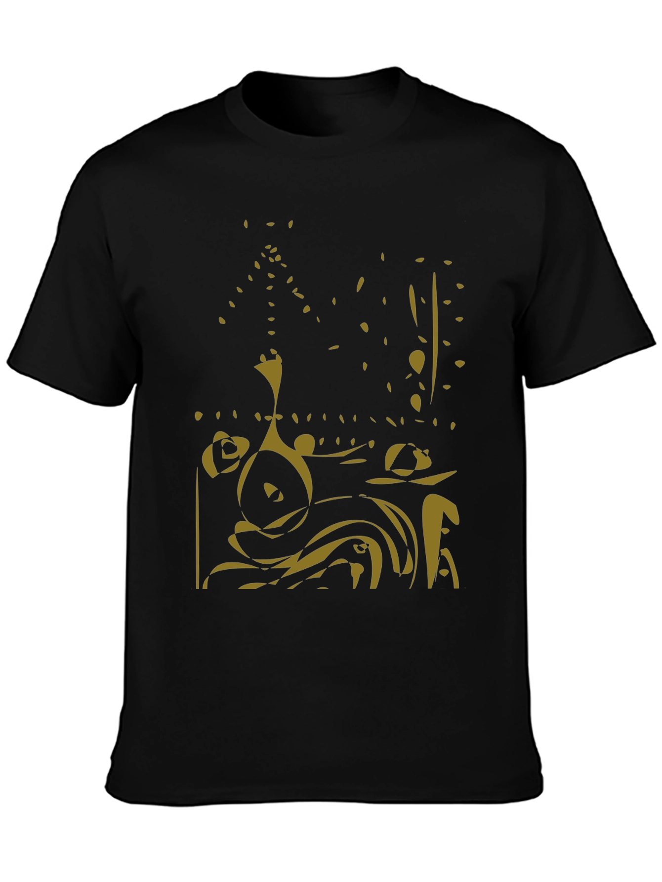 Abstract Gold Design Black Tee