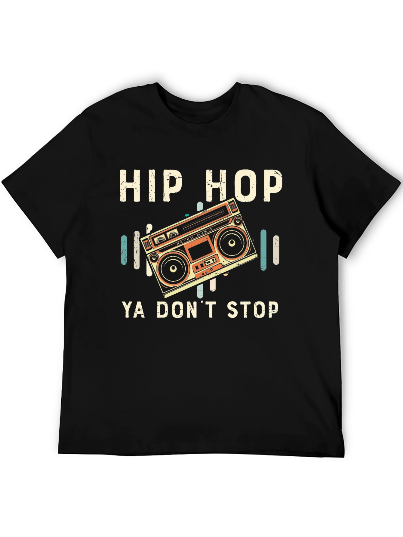 Hip Hop Ya Dont Stop Retro Boombox Graphic T-Shirt