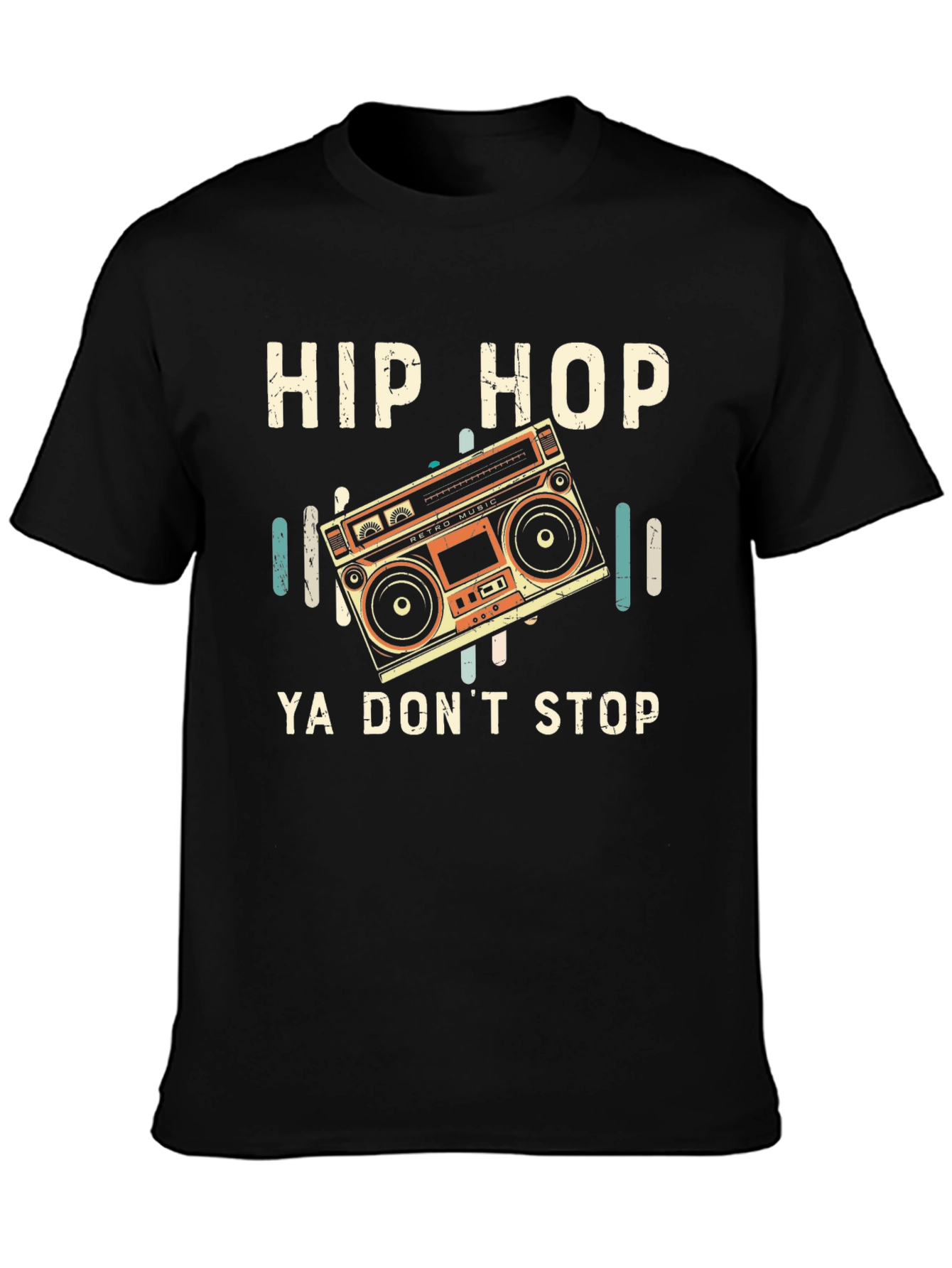 Hip Hop Ya Dont Stop Retro Boombox Graphic T-Shirt