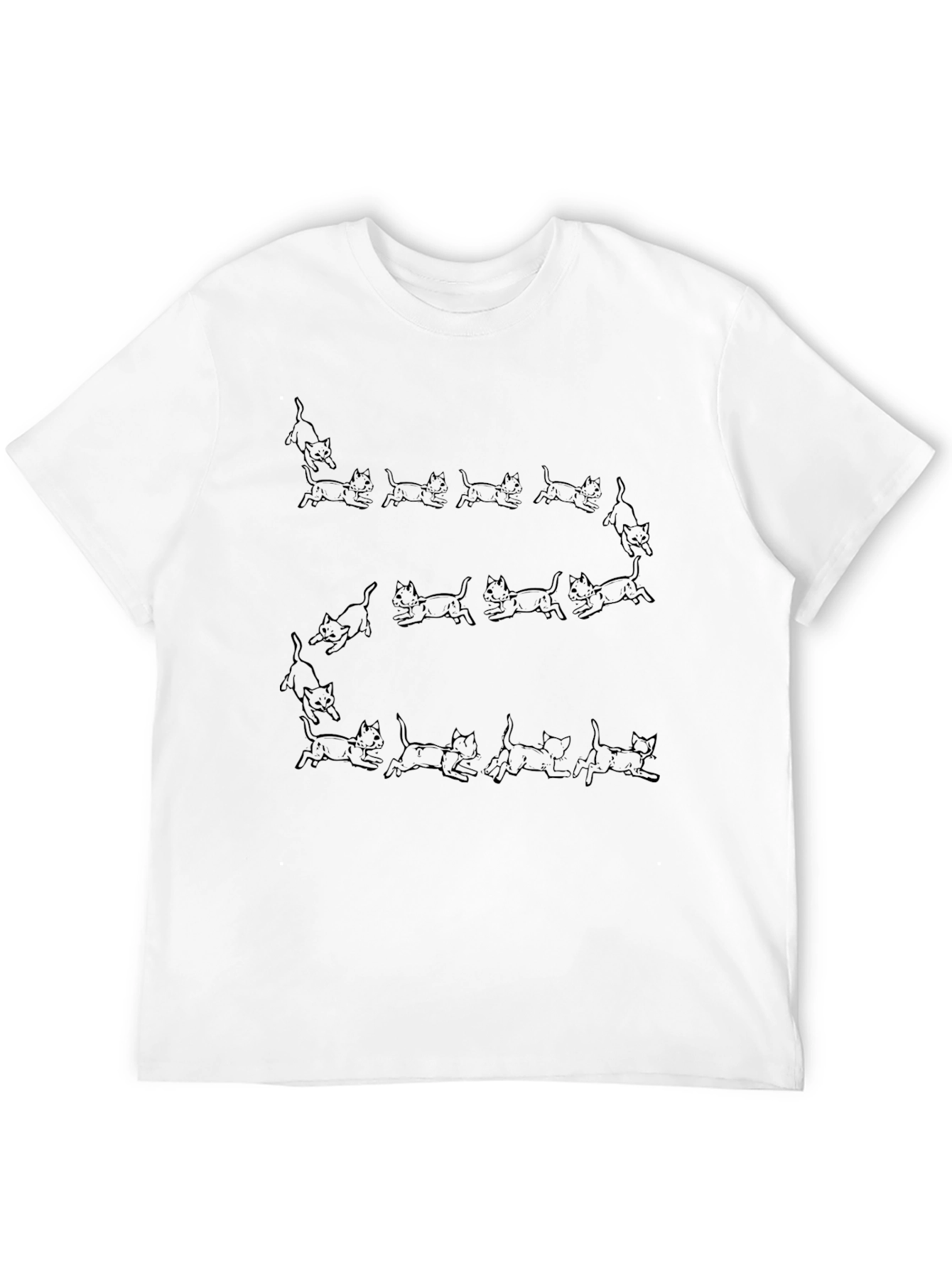 Mens Black Cat Print T-Shirt